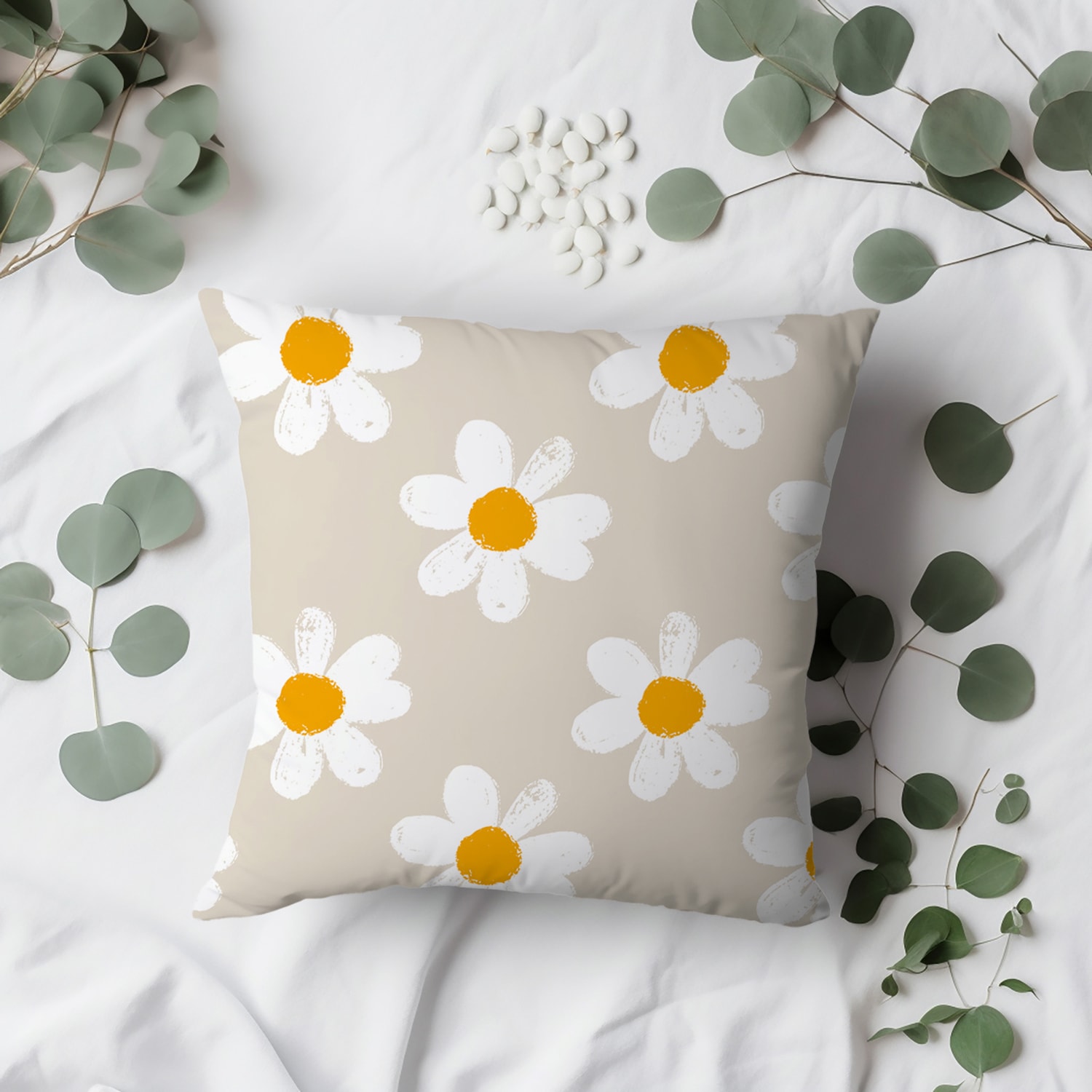 queence Coussin décoratif »Levke« mit Gänseblümchen