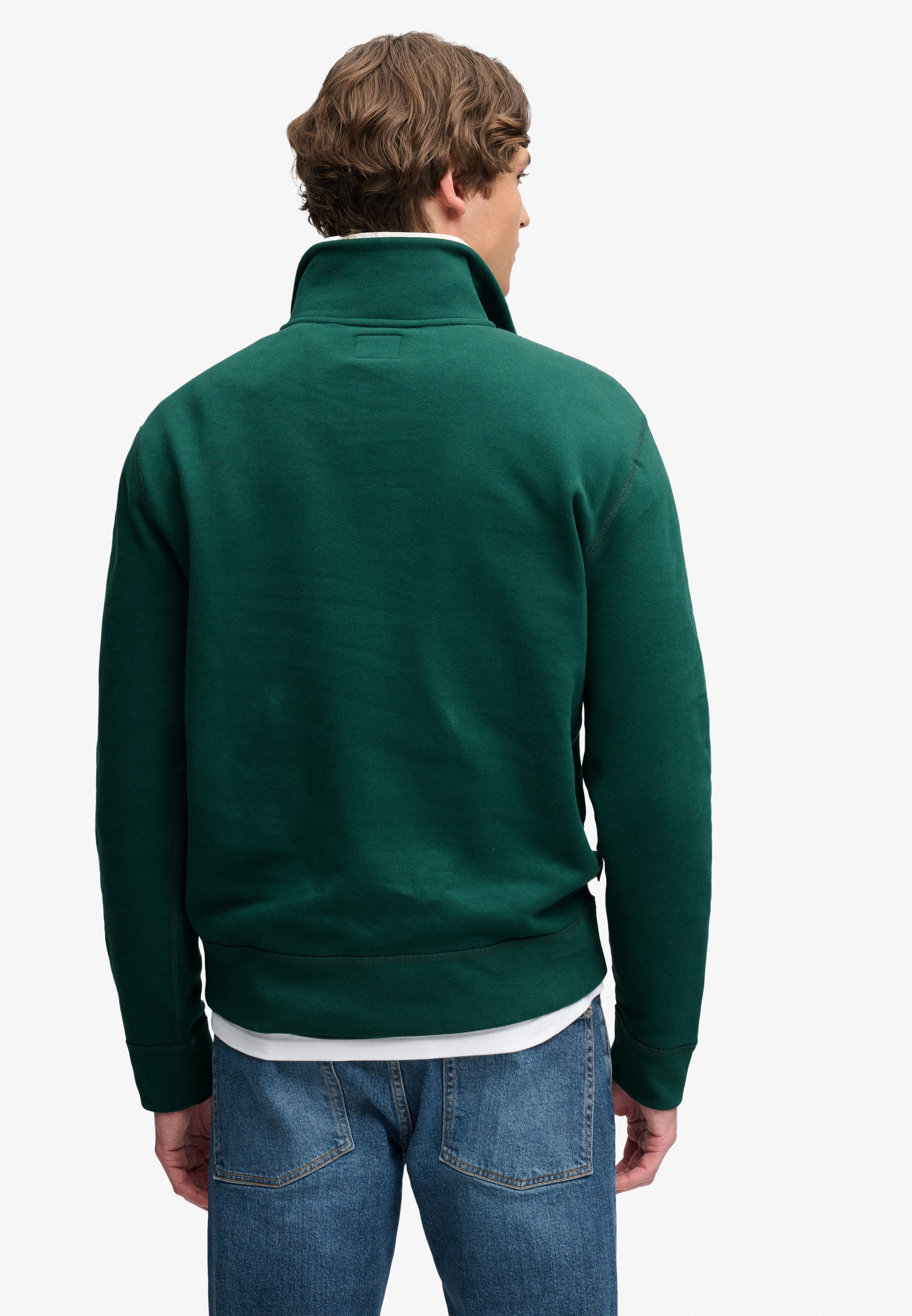 Superdry Sweat-shirt »ESSENTIAL SERIF LOGO HALF ZIP«, mélange de coton
