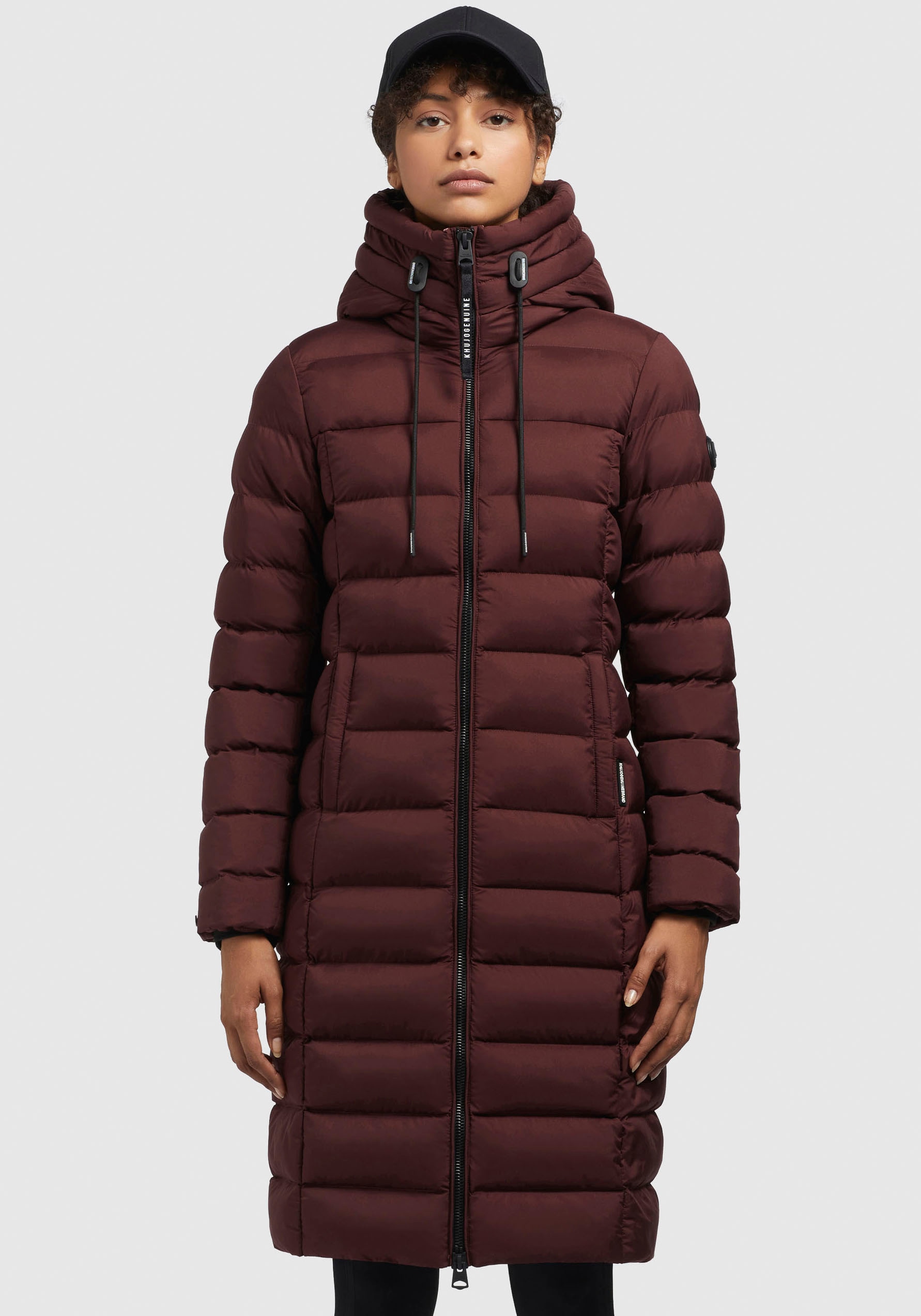 Image of khujo Steppmantel "AETHE" knielanger Schnitt, mit Kapuze, hochschliessender Kragen, aus Polyester