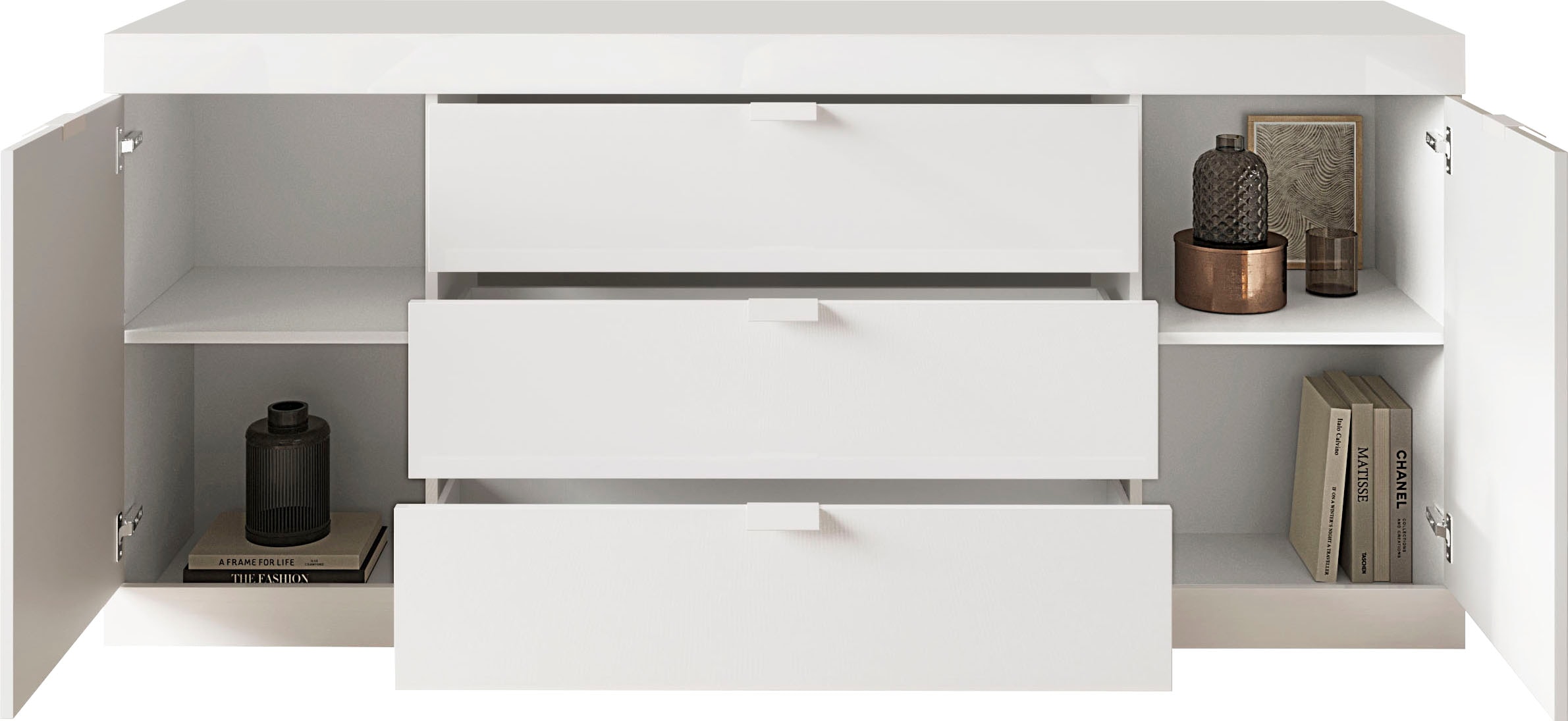 LC Sideboard »Slim«, Breite 181 cm, weiss Hochglanz Lack