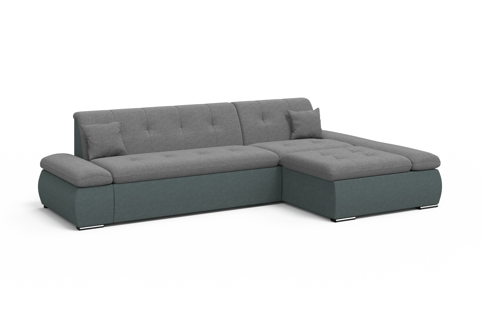 DOMO collection Ecksofa »Moric, L-Form, XXL-Sofa - Breite 300cm«, wahlweise mit Bettfunktion und Armteilverstellung, eisblau-grau