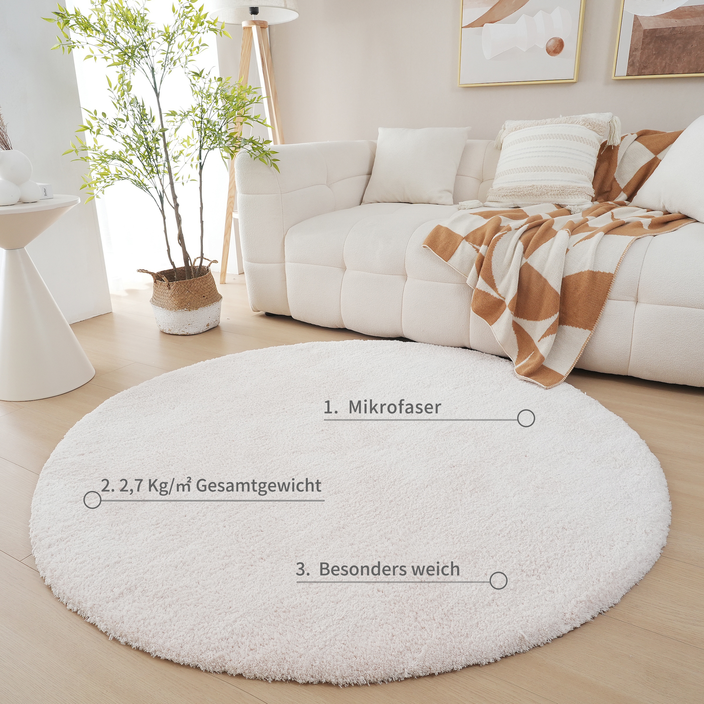 my home Hochflor-Teppich »Microfaser Teppich Magong, besonders weich, sehr feiner Flor« rund 25 mm Höhe unifarben, weiche Teppiche, Wohnzimmer, Schlafzimmer, Kinderzimmer