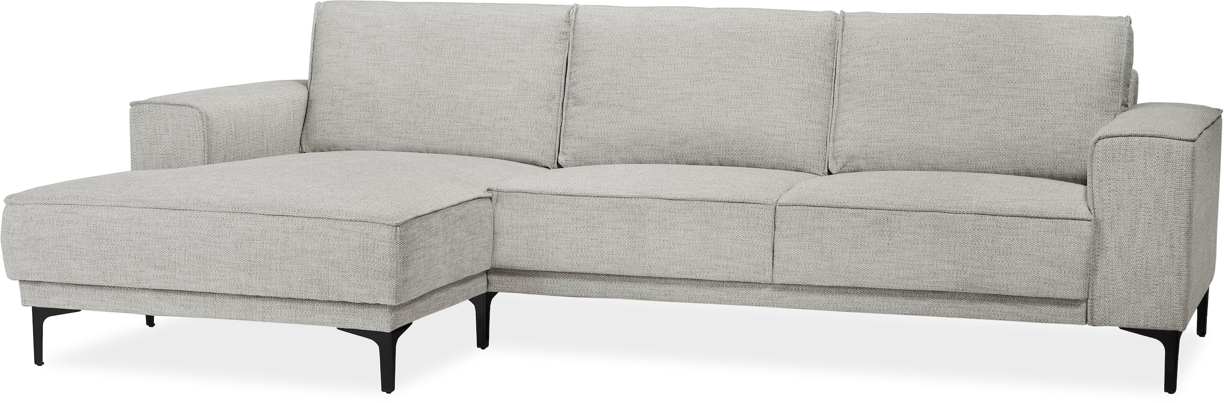 Places of Style Ecksofa »Polsterecke Oland, Struktur, Flachgewebe, Luxus-Microfaser, Boucle«, L-Form, 280 cm, Wellenunterfederung, Skandi-Design, Metallfüsse