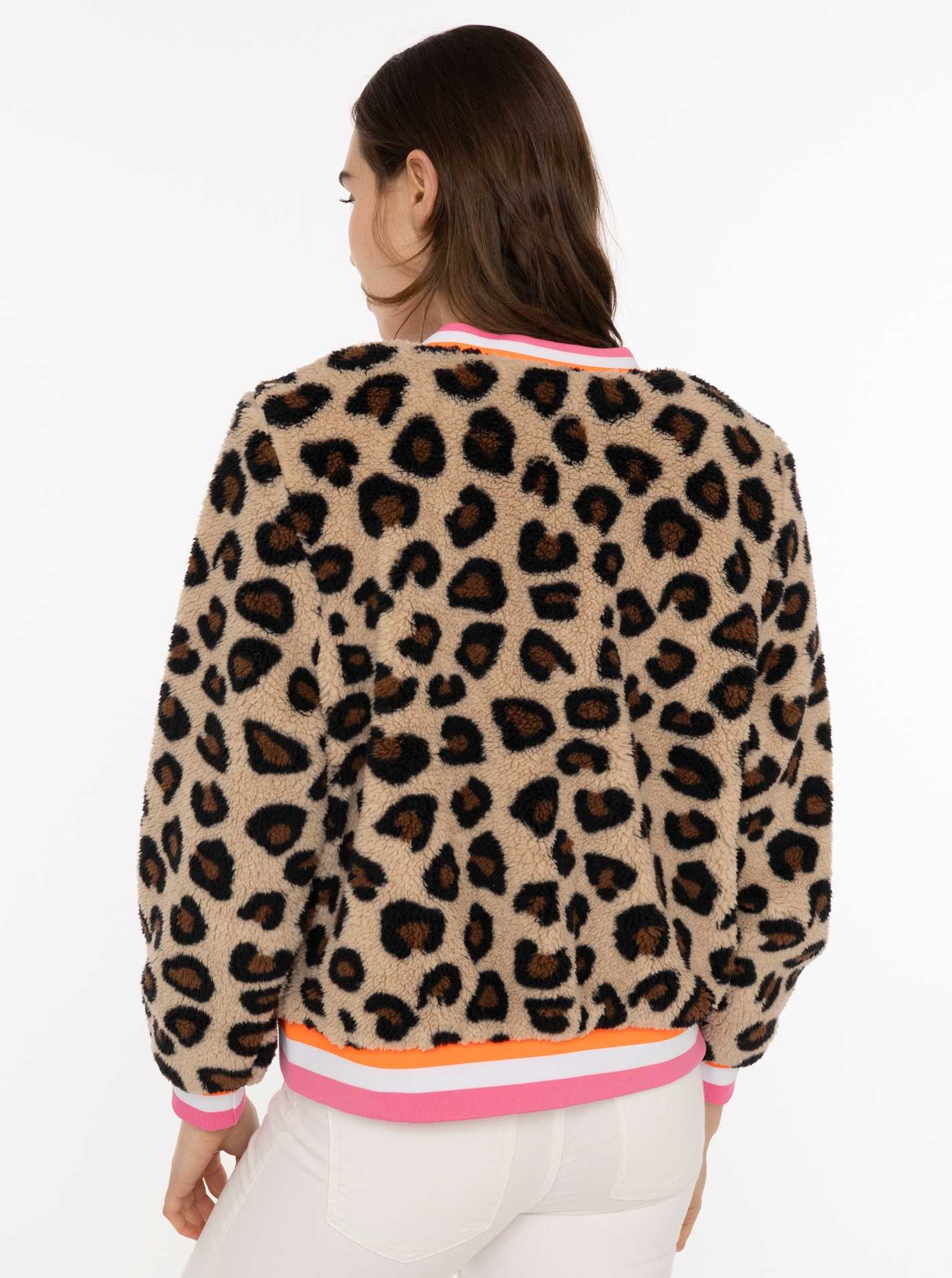 Zwillingsherz Veste bomber »"Wild Mind"« kuscheliges It-Piece, Leomuster, gestreifte Neon-Bündchen, Druckknöpfe