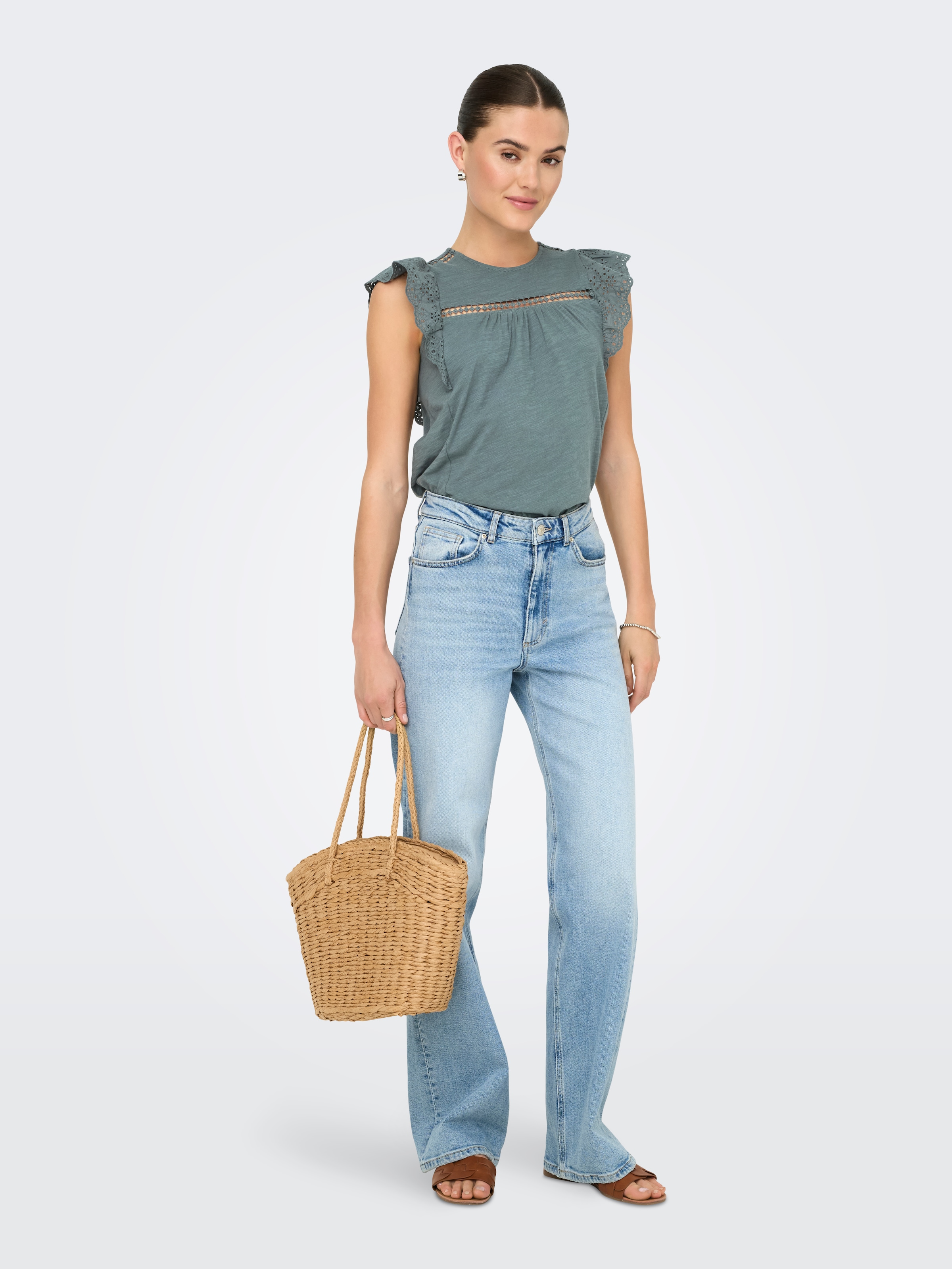 ONLY Kurzarmshirt »ONLLEA S/L FRILL MIX TOP JRS«