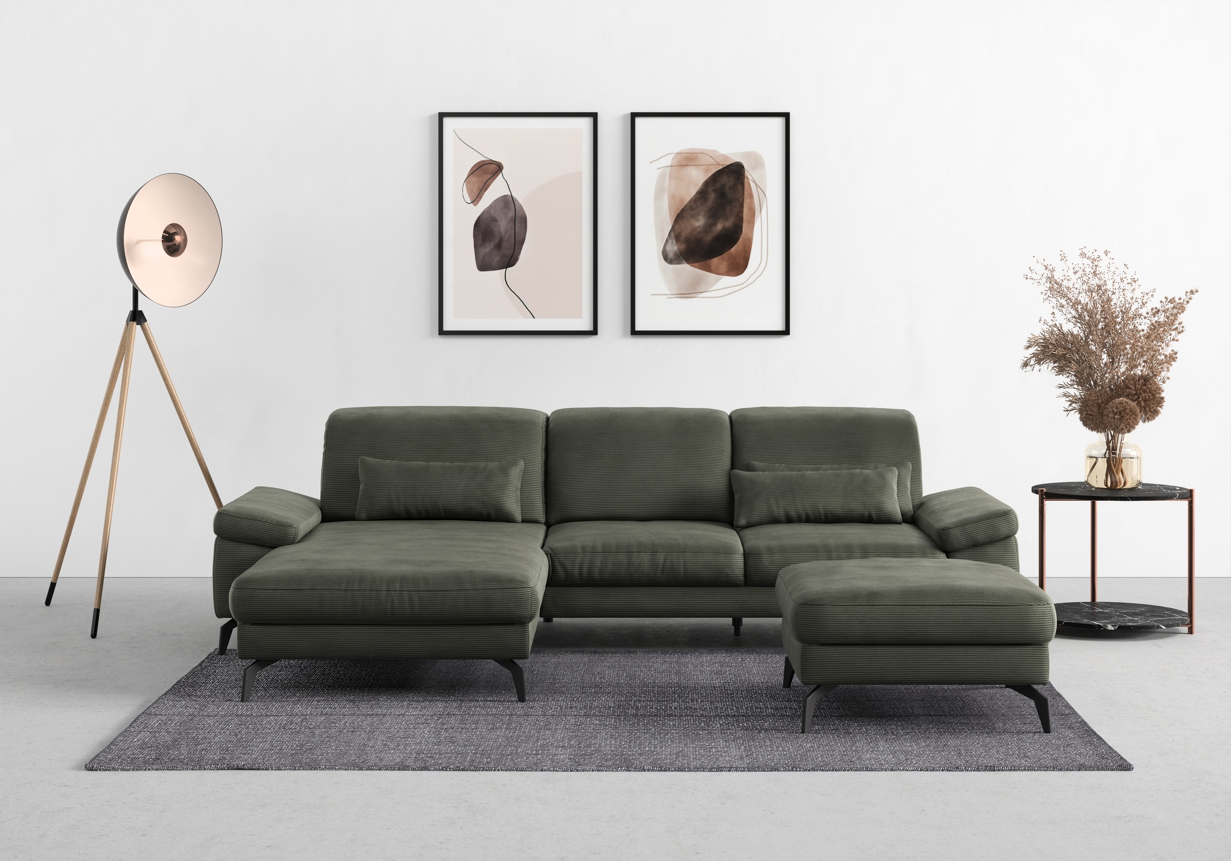 sit&more Ecksofa »Cabana L-Form«, Recamiere, wahlweise mit Sitztiefen-, Armlehnen- und Kopfteilfunktion