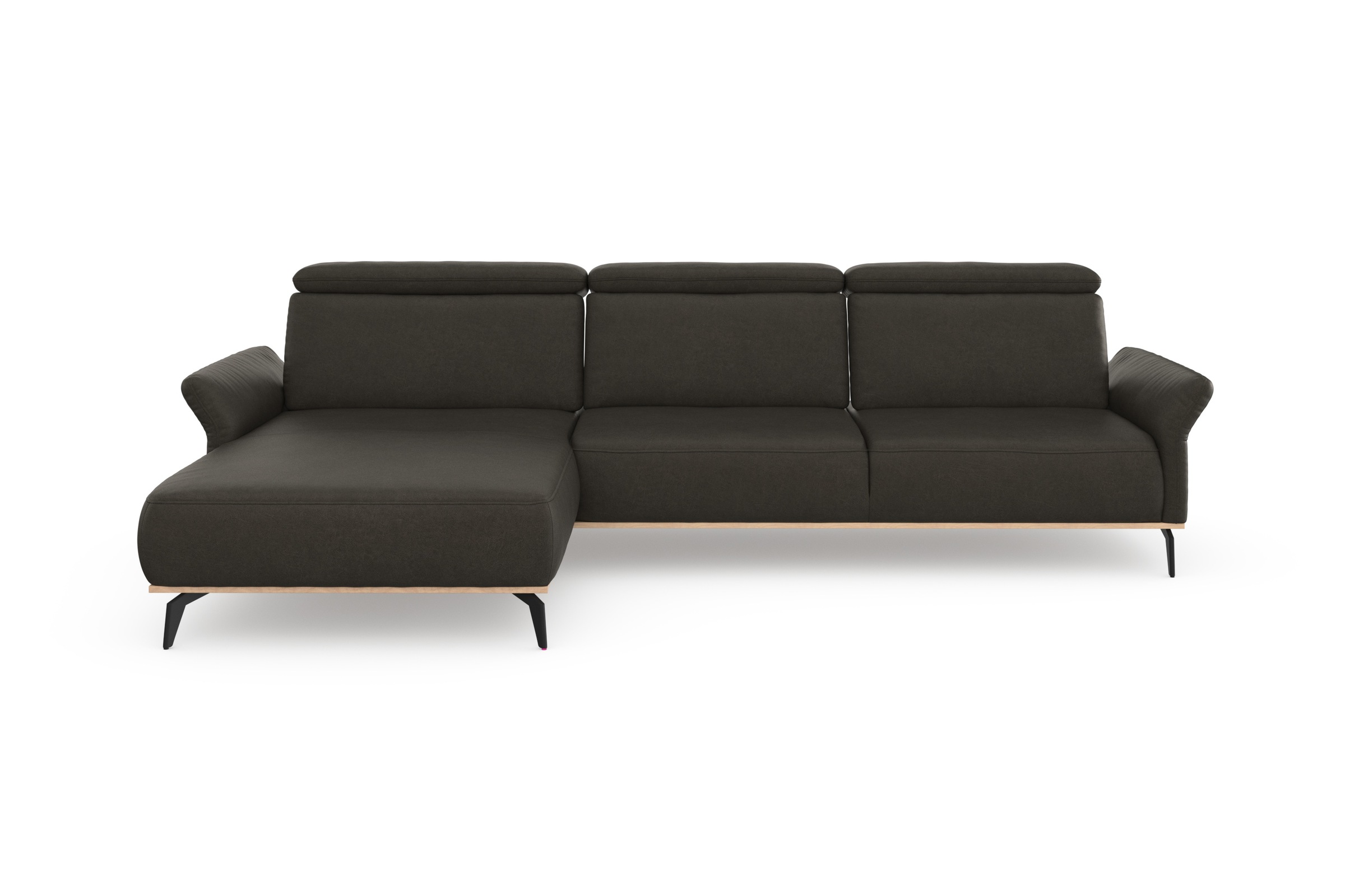 Places of Style Ecksofa »Fjord L-Form«, massiv, wahlweise mit Armlehnfunktion, Kopf- Sitztiefenverstellung