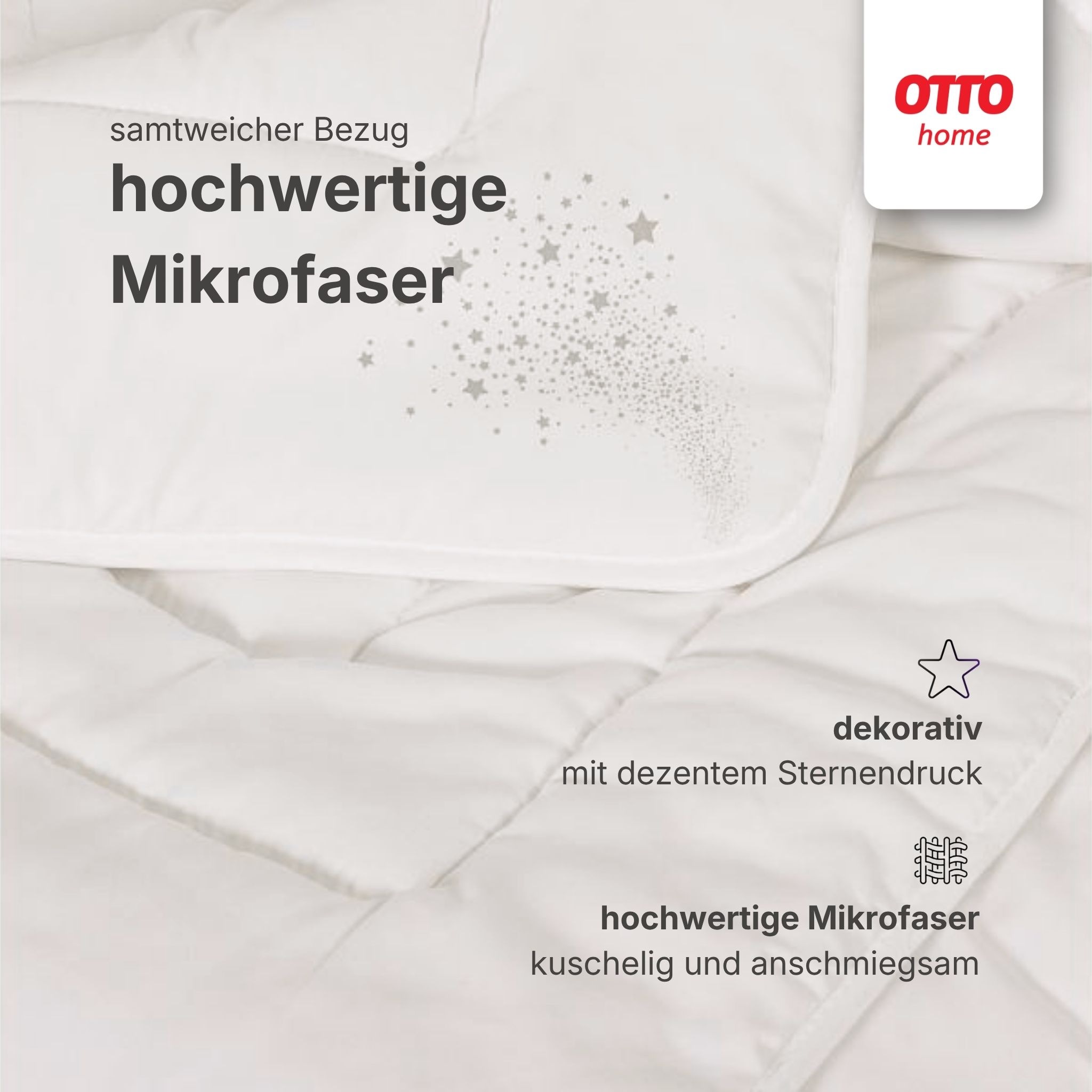OTTO home Microfaserbettdecke "Baca, Bettdecke 135x200 cm, 155x220 cm und weitere Größen" 4-Jahreszeiten Füllung aushochwertiger6D-Hohlfaser Bezug Polyester 1 Stk. tlg. Bettdecken, Sommer, Winter, 4-Jahreszeiten, Decke