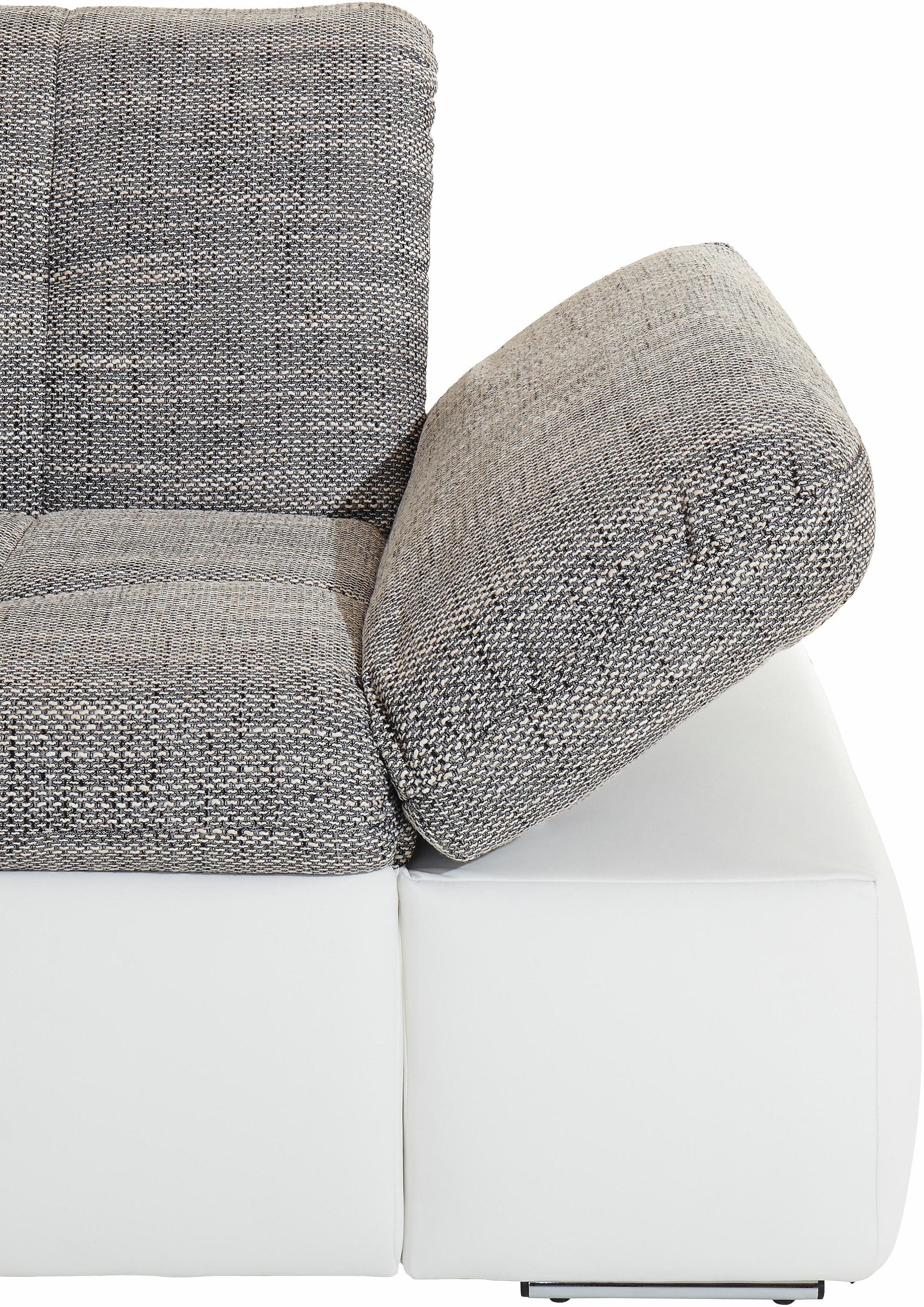 DOMO collection Ecksofa »Moric, L-Form, XXL-Sofa - Breite 300cm«, wahlweise mit Bettfunktion und Armteilverstellung, weiss-grau