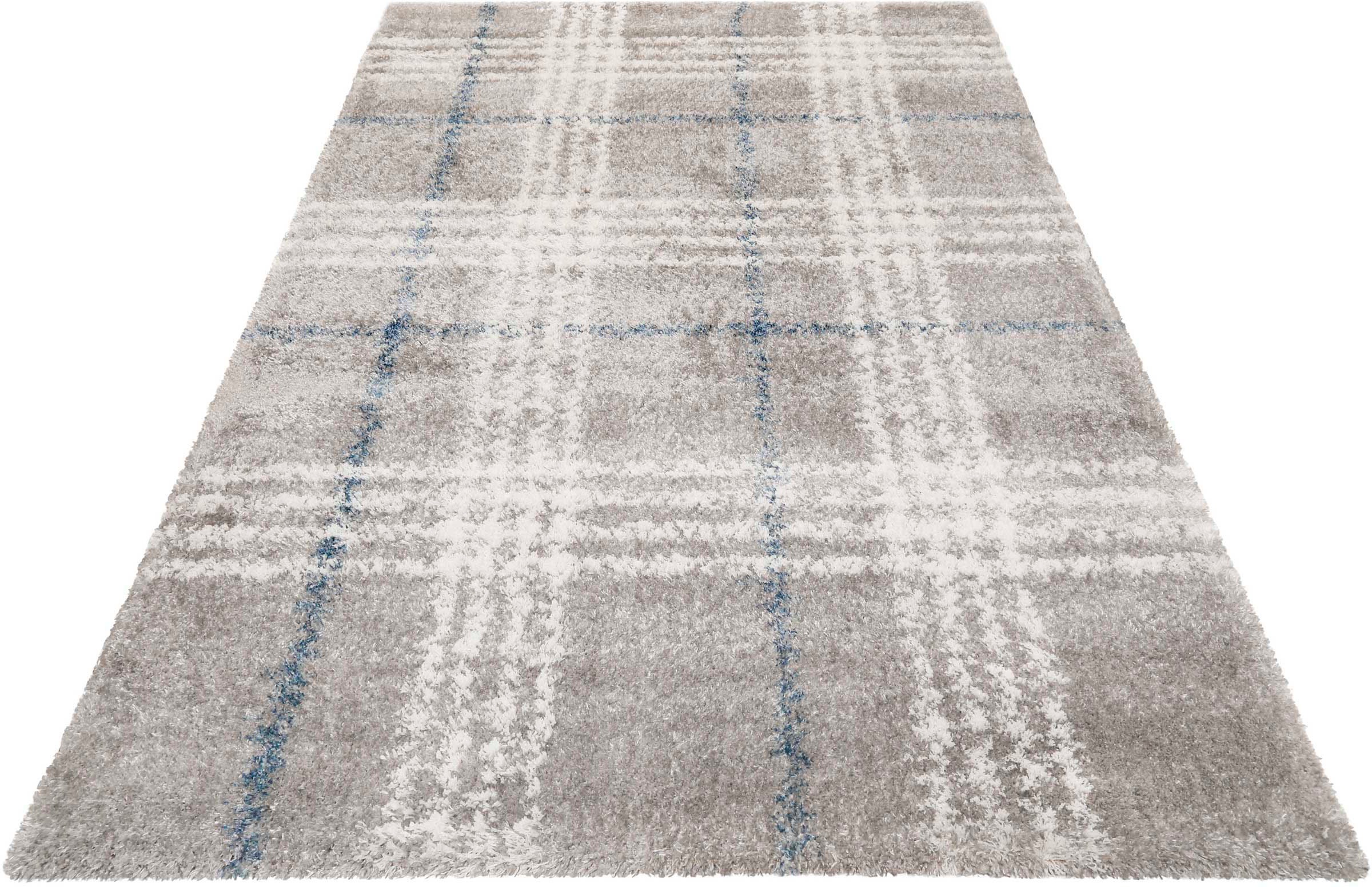 Image of Esprit Hochflor-Teppich "Nora ESP-80336" rechteckig 30 mm Höhe Shaggy, Langflor, mit Karo-Muster, Wohnzimmer