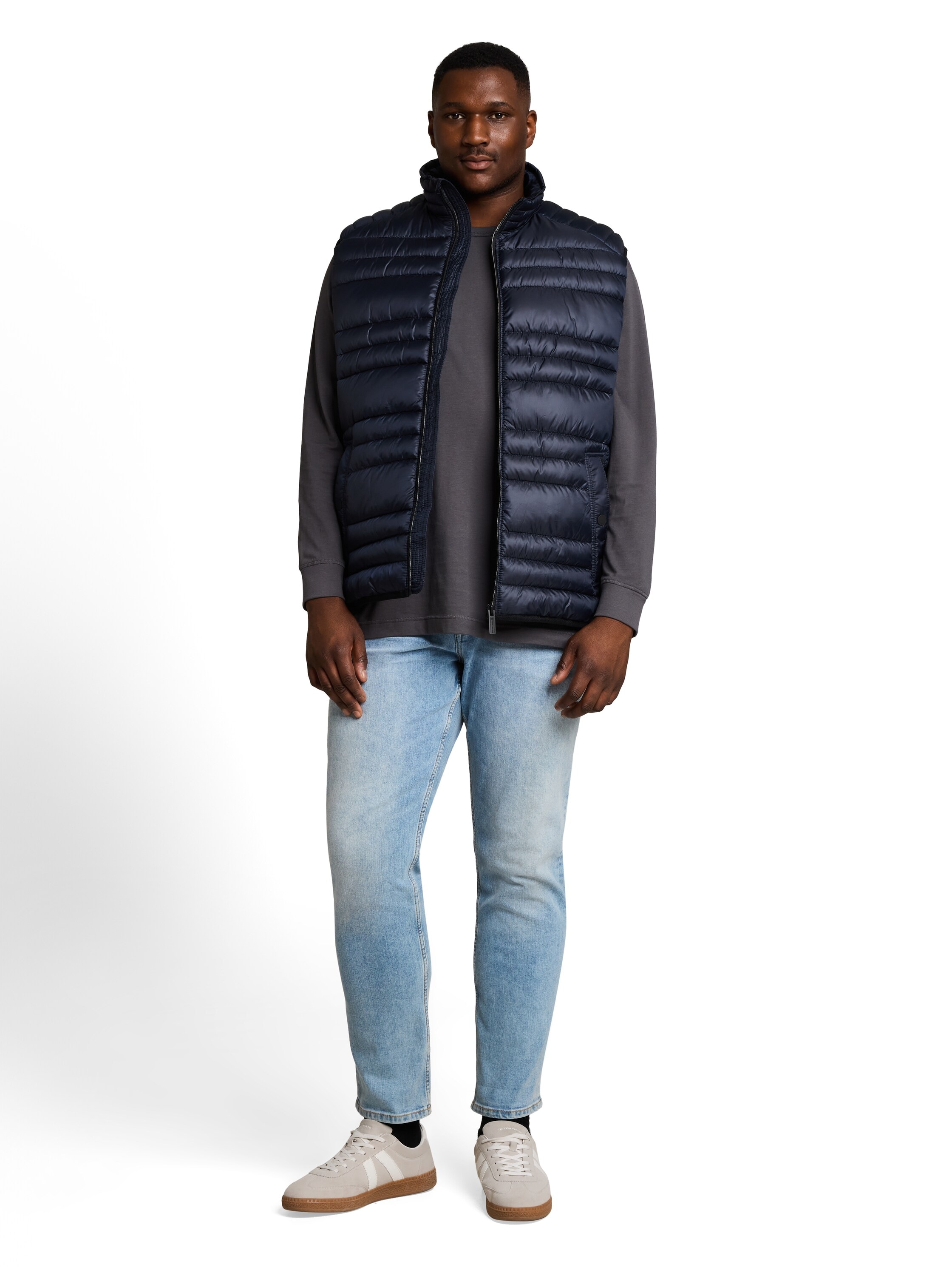 TOM TAILOR PLUS Gilet matelassé avec col montant et fermeture éclair / grandes tailles