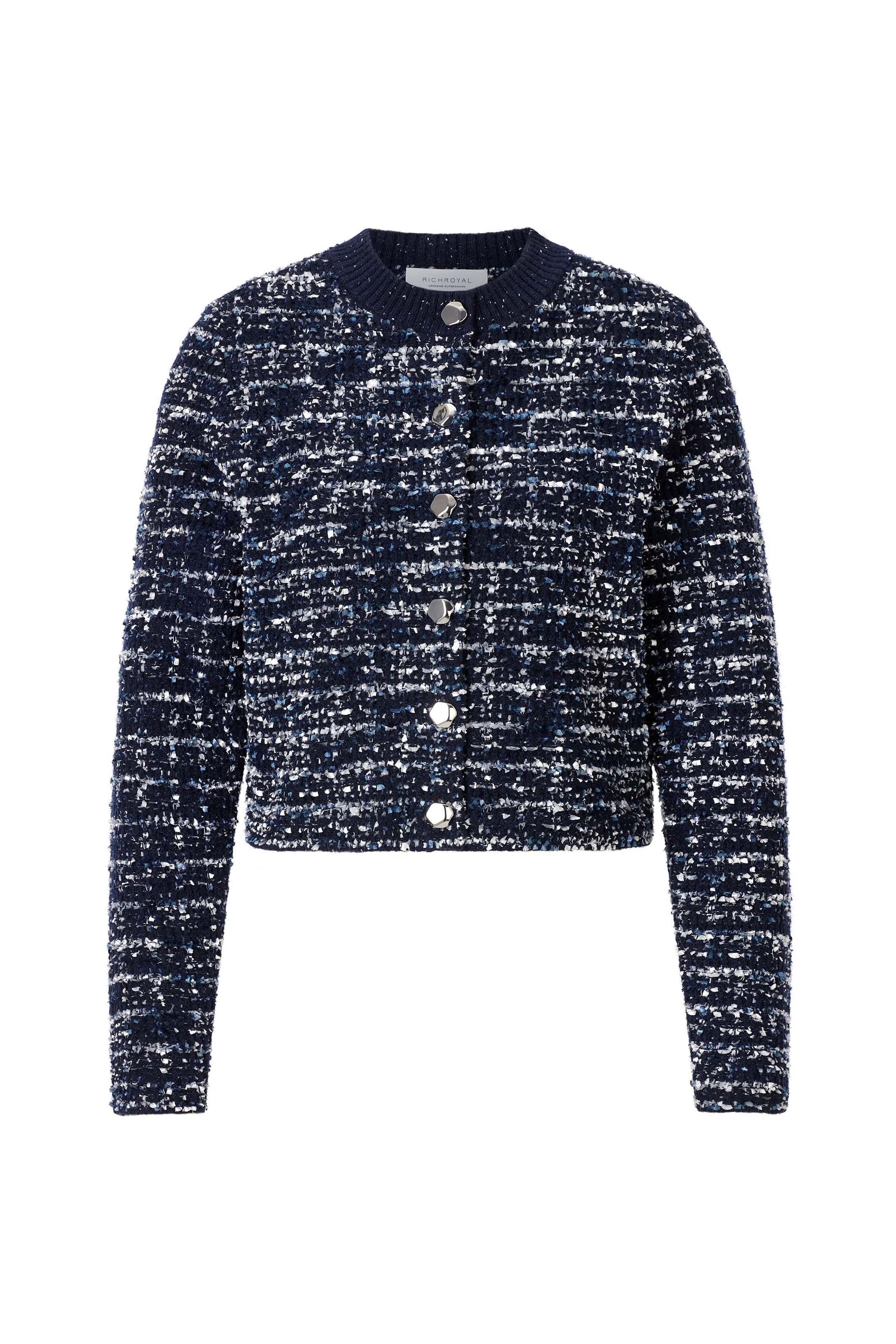 RICHROYAL Bouclèjacke ohne Kapuze mit Woll-Anteil, Regular fit mit Zierknöpfen