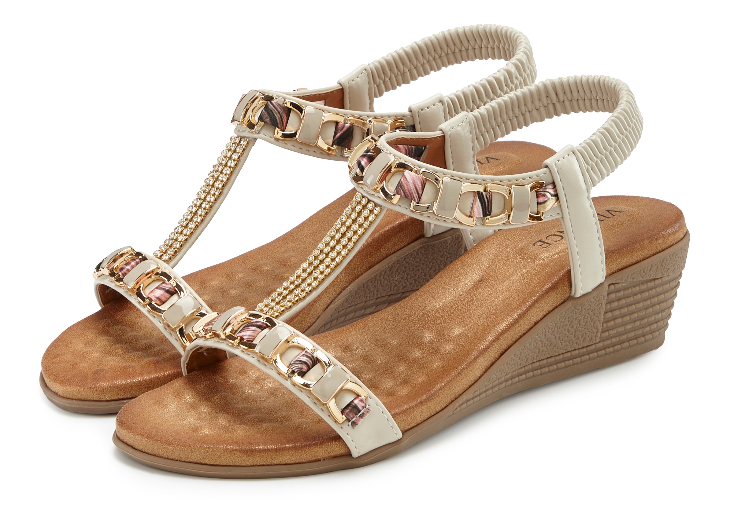 Vivance Sandales »Sommerschuh, offener Schuh, Sandale, Keilsandalette,«  avec lanières élastiques et talon compensé