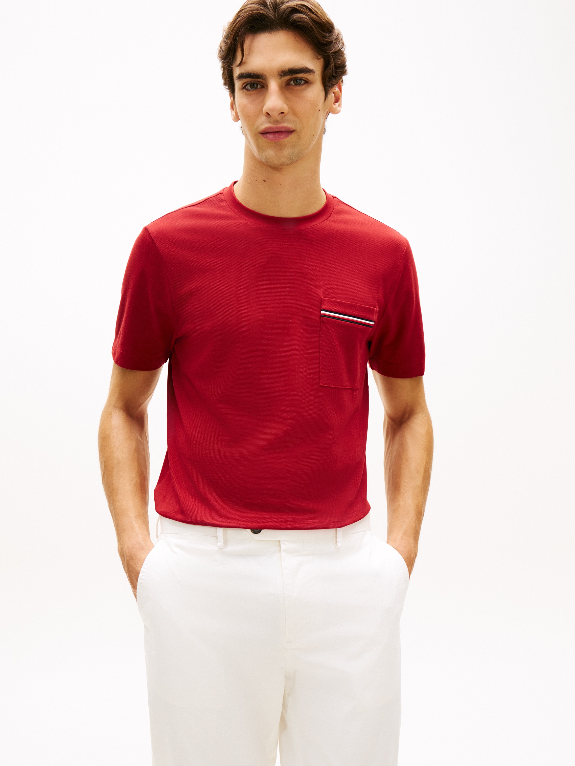 Image of Tommy Hilfiger T-Shirt "GLOBAL STRIPE PIQUE POCKET" Regular fit mit Brusttasche