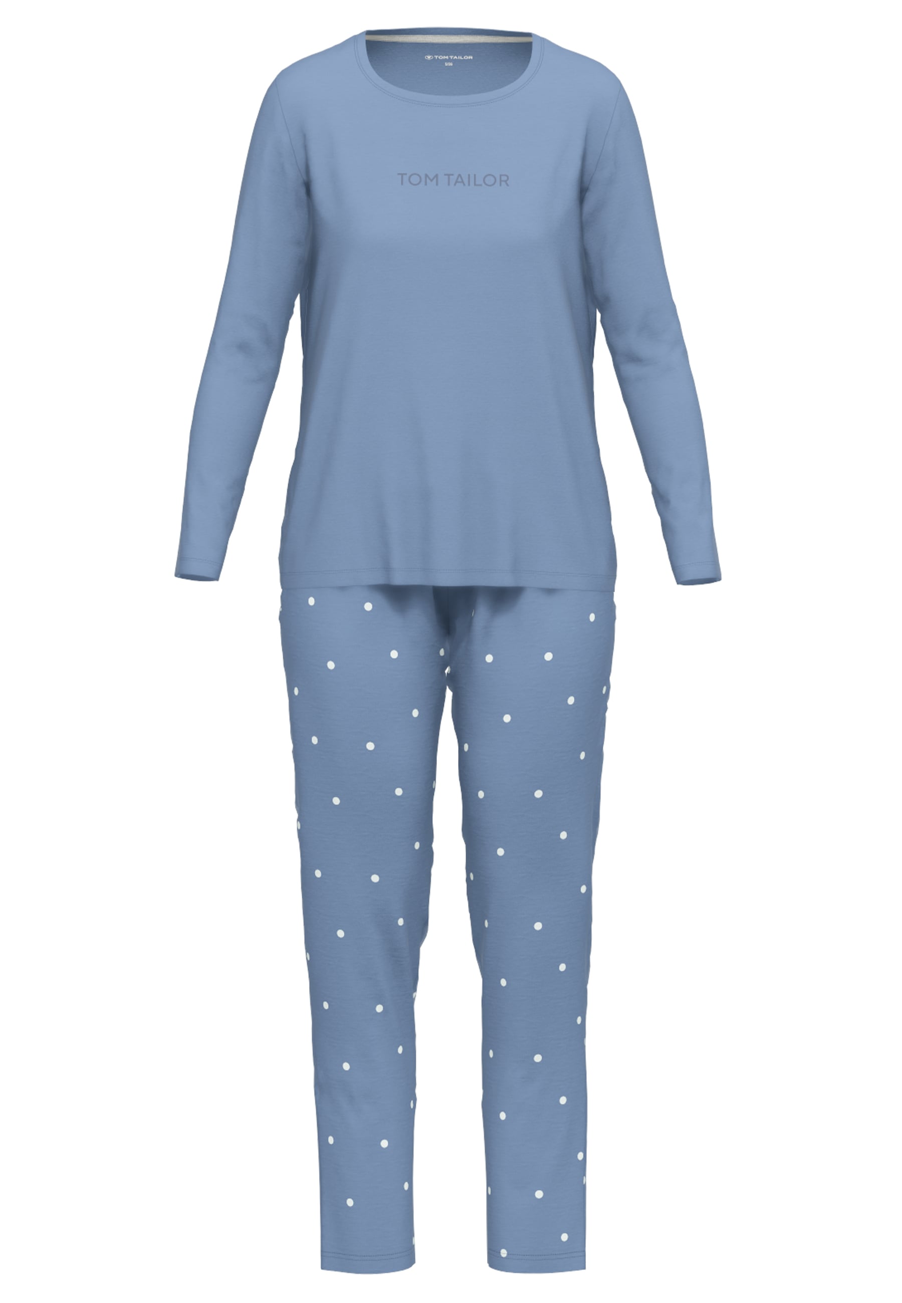 TOM TAILOR Pyjama »Charlotte« 2 pièces Langarm, Rundhalsausschnitt, gepunktet, basic, Baumwolle