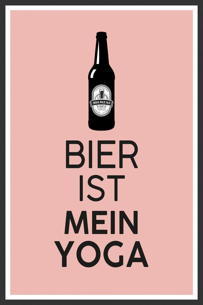 Image of queence Metallbild "Bier Yoga" Getränke Schriftzug Sprüche Sprüche & Texte 1 Stk. tlg. Stahlschild, Blechschild, Sprüche, Texte, witzig, Bier