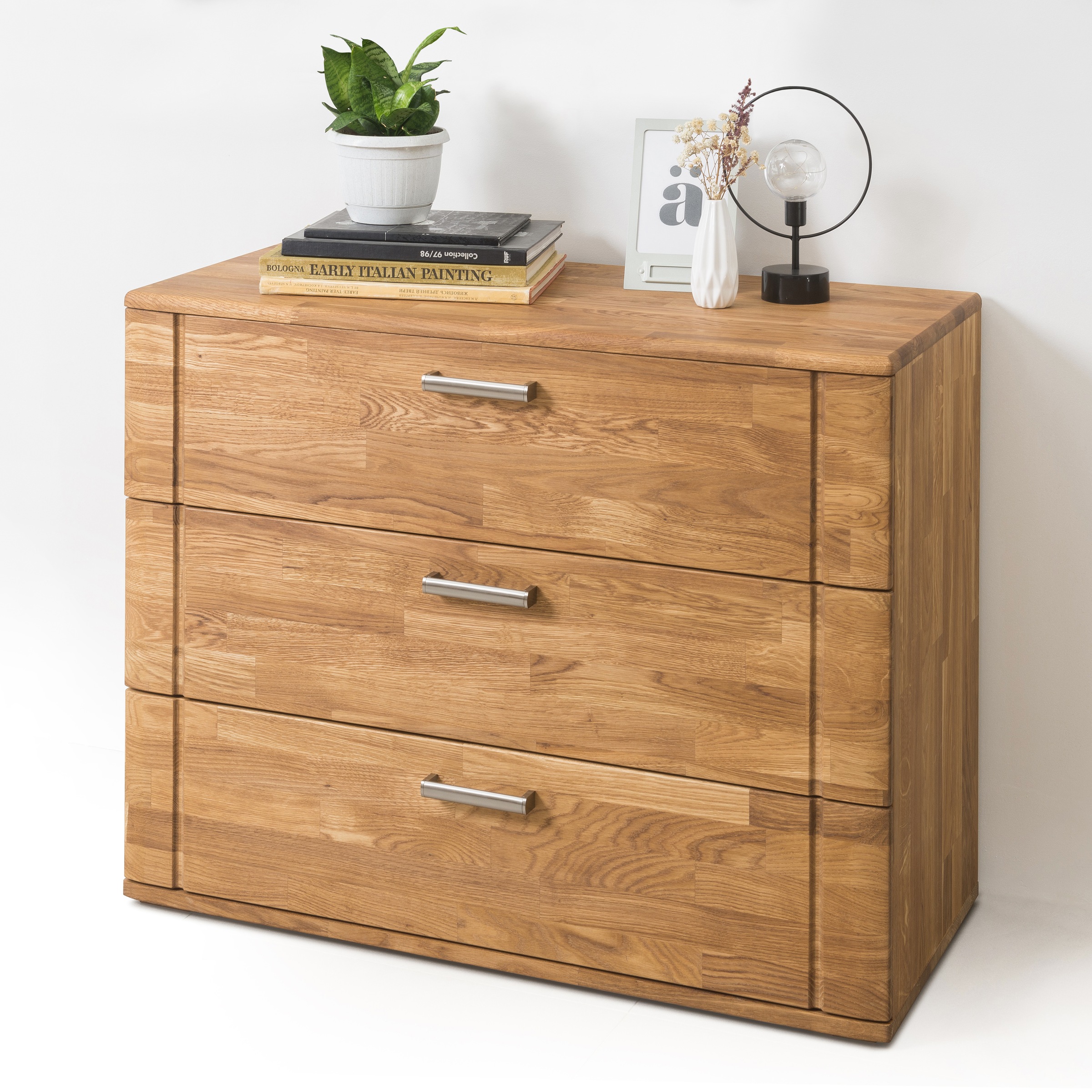 Image of andas Schubkastenkommode »Elsa«, aus massivem Eichenholz, Griffe aus Metall, in hochwertiger Verarbeitung, Breite 100 cm bei Ackermann Versand Schweiz