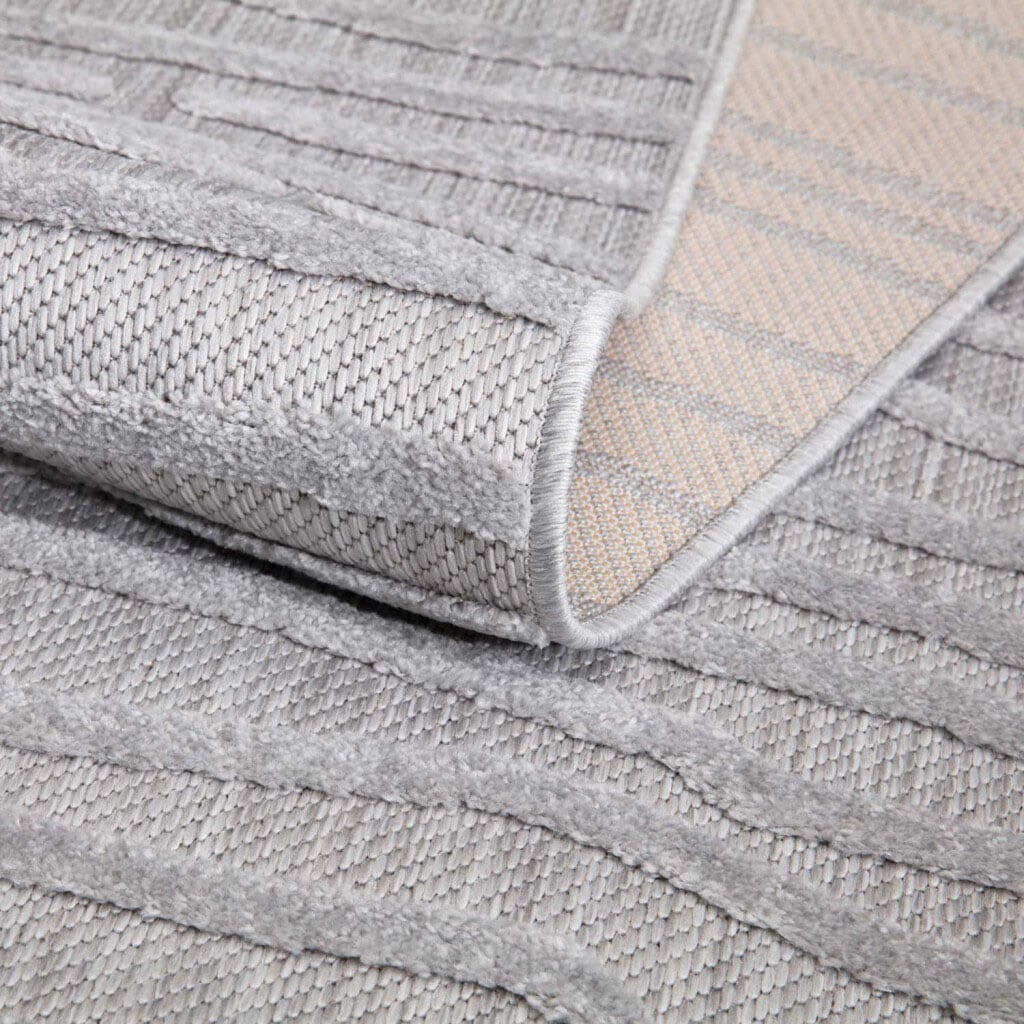 Carpet City Teppich »In-& Outdoorteppich Santorini 450, 3D-Effekt, Gestreift«, rund, 5 mm Höhe, Wetterfest & UV-beständig für Terrasse, Balkon, Küche, Flur
