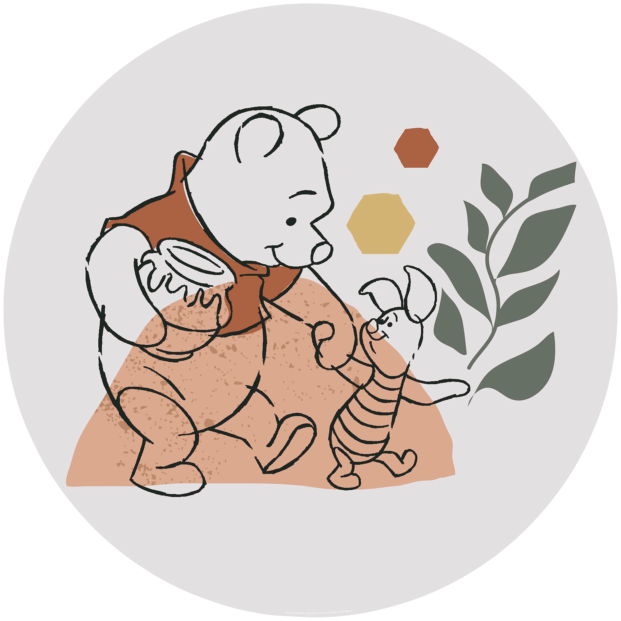 Image of Komar Fototapete "Vlies selbstklebend - Winnie the Pooh Soulmate - Grösse 125 x 125 cm" bedruckt glatt Kinderzimmer