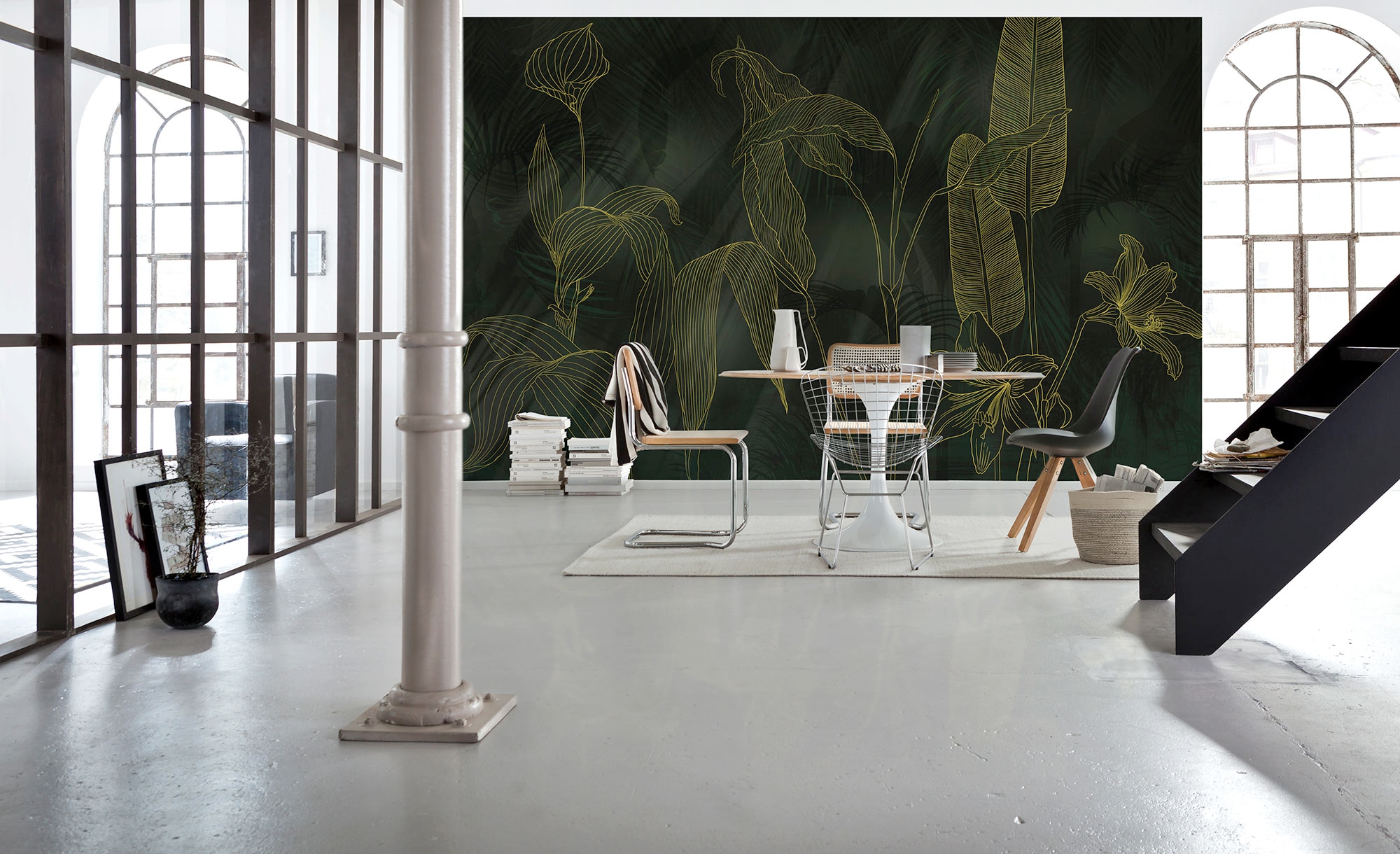 Komar Fototapete »Digitaldruck Vlies - Darkest Green - Grösse 400 x 250 cm«, bedruckt-floral-geblümt-gemustert-tropisch, Wohnzimmer, Schlafzimmer