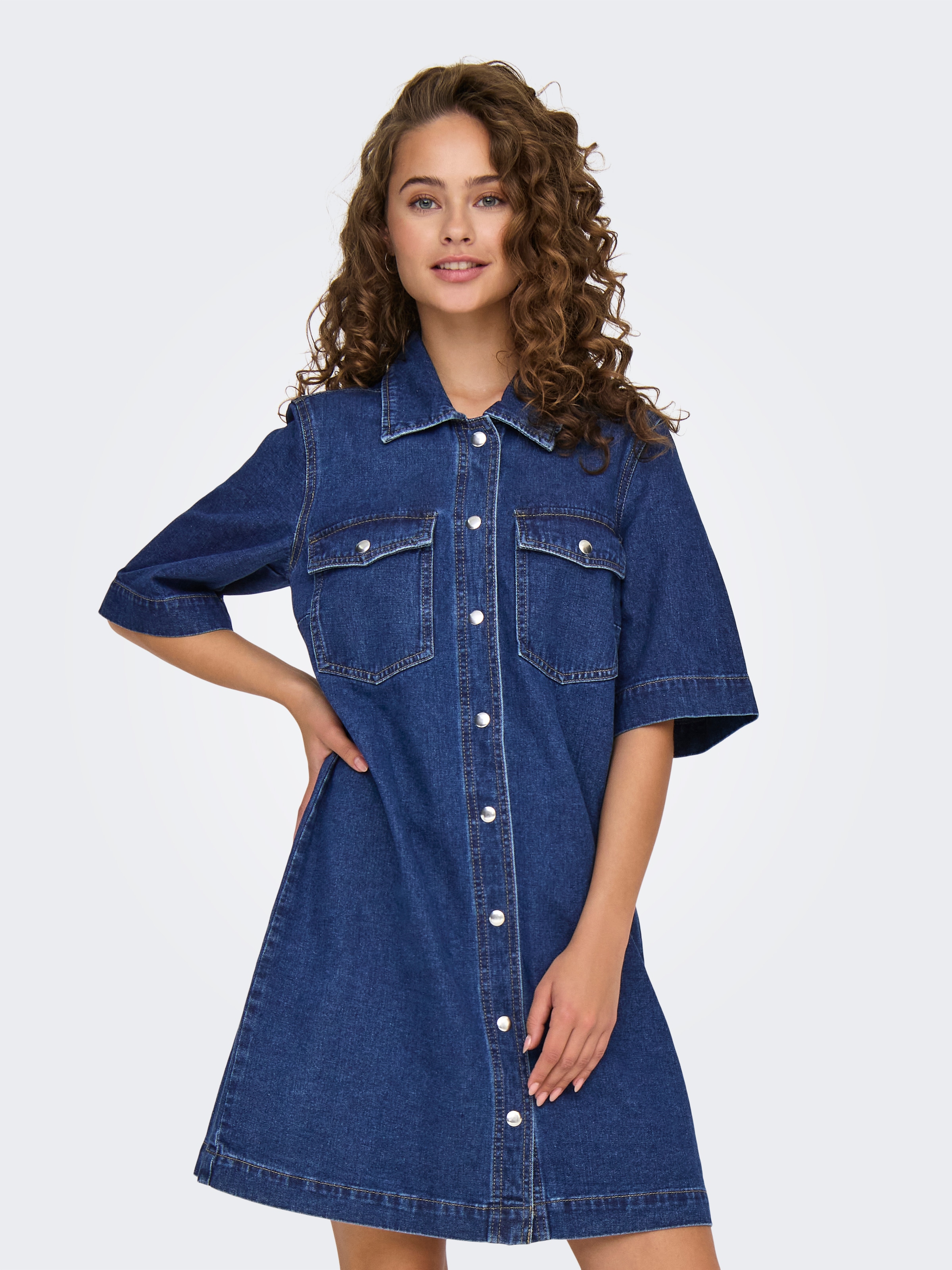 Image of ONLY Jeanskleid "ONLBELLE S/S BUTTON DRESS DNM GUA NOOS" Brusttaschen