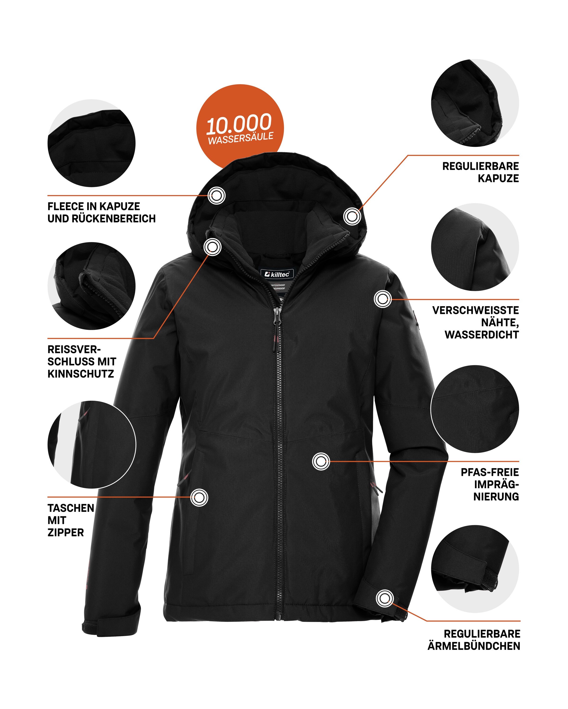 Killtec Veste fonctionnelle »KOW 217 GRLS JCKT« Wind- und wasserdichte Kinderjacke mit Fleece und verstellbarer Kapuze