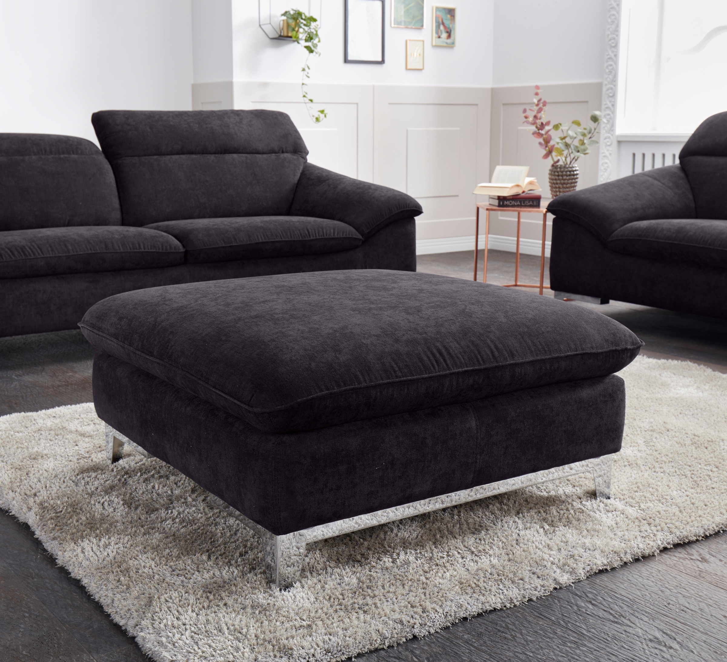 COTTA Polstergarnitur »Teresa L-Form«, (Set), Set bestehend aus: Ecksofa mit Kopfteilverstellung & Hocker