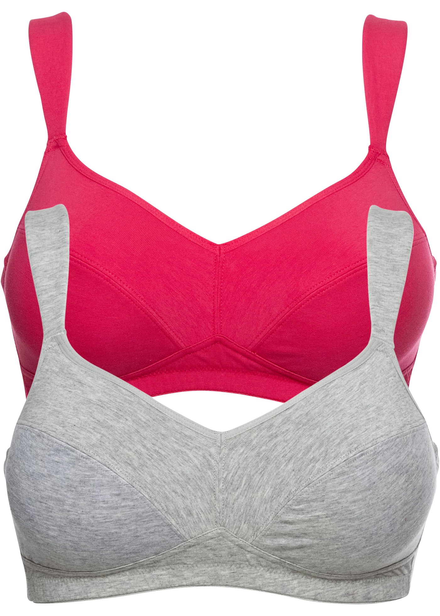 bonprix Soutien-gorge à armatures »BH ohne Bügel mit Baumwolle (2er Pack)« Paquet, 2 im praktischen 2er Pack, mit breiten, verstellbaren Trägern