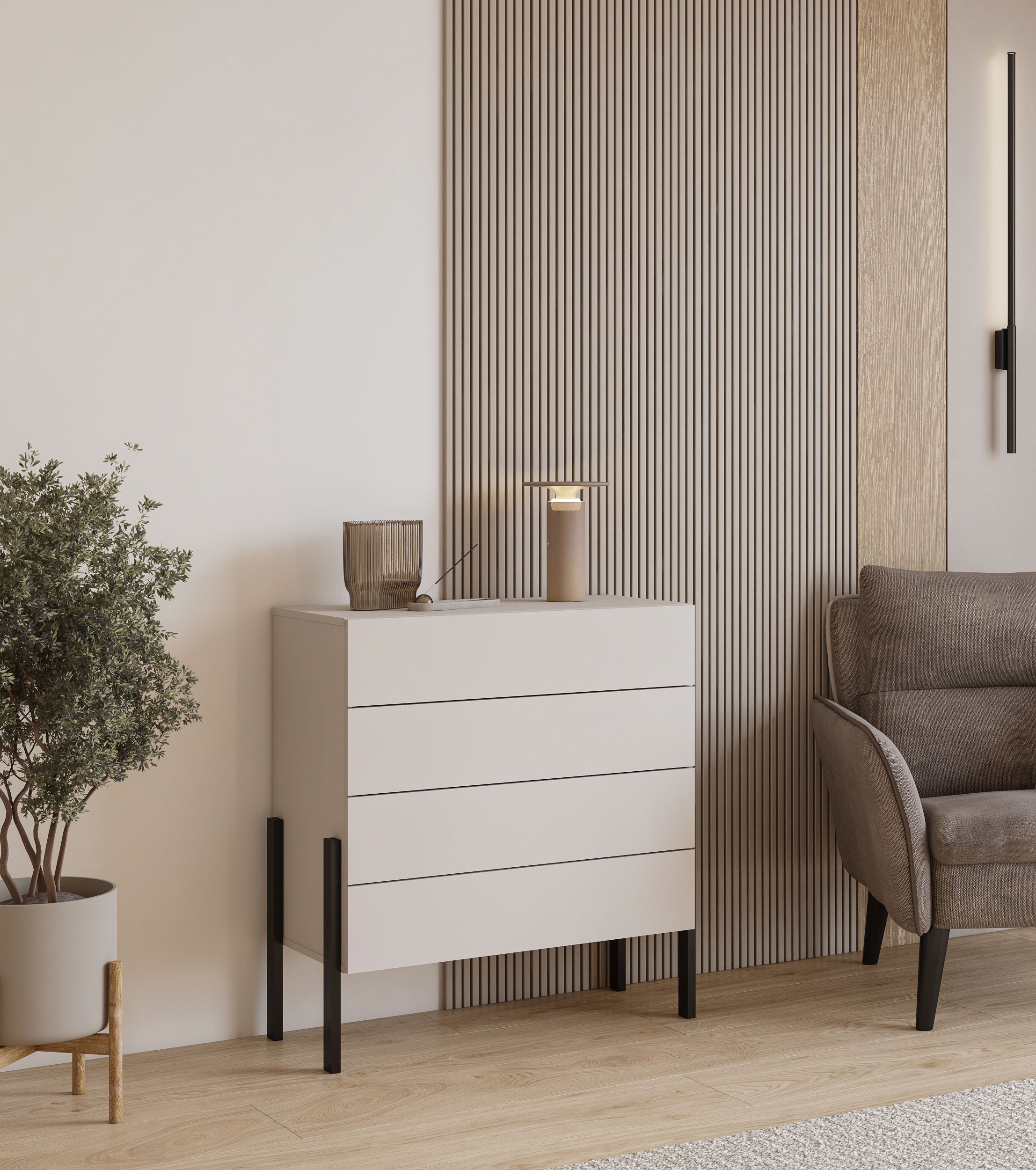 Image of GOODproduct Kommode "Jukon, Breite 84 cm, moderne grifflose Kommode" Schubladenkommode mit 4 Schubkästen, push to open Funktion