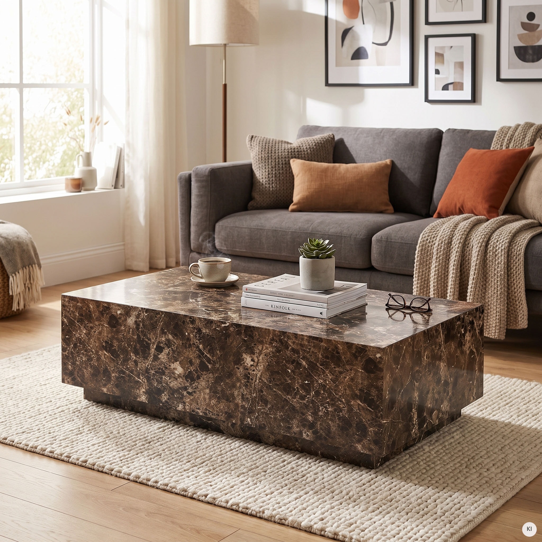 SalesFever Table basse »Almeria Beistelltisch: Stilvoller Tisch 120/75 cm« rectangulaire 120x75 cm, filmé effet marbre