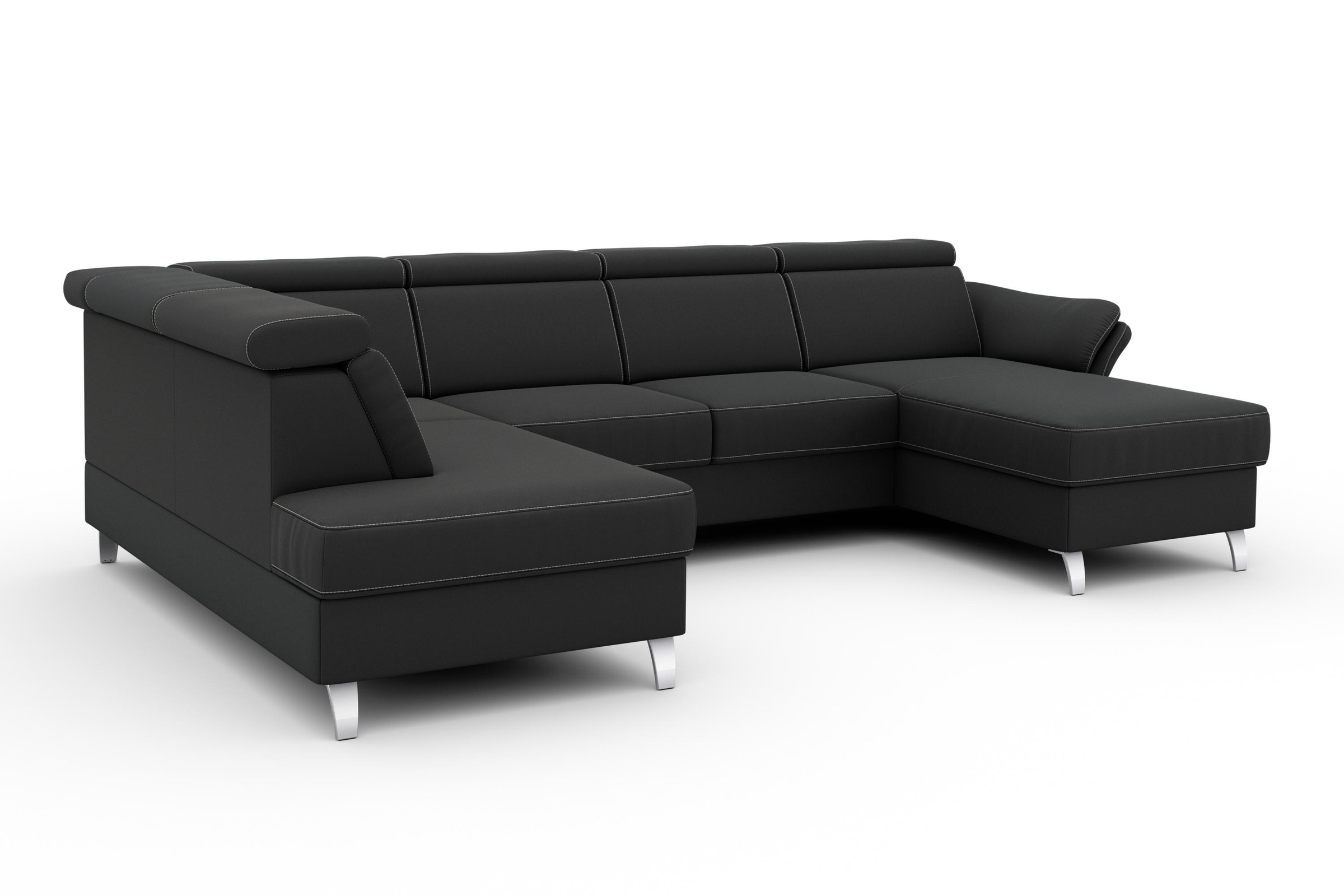 sit&more Wohnlandschaft »Vincenzo U-Form«, inklusive Kopfteilverstellung, wahlweise mit Bettfunktion, Bettkasten
