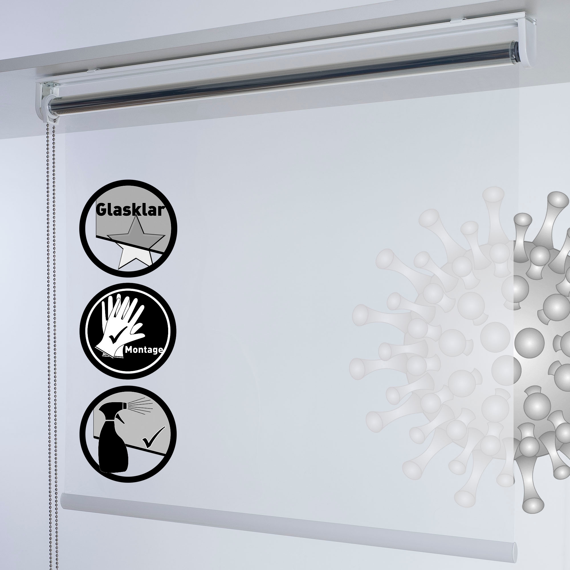 Liedeco Store à tirage latéral »Infektionsschutzrollo« transparent mit Bohren freihängend Infektionsschutzrollo Trennwand Transparentes Rollo