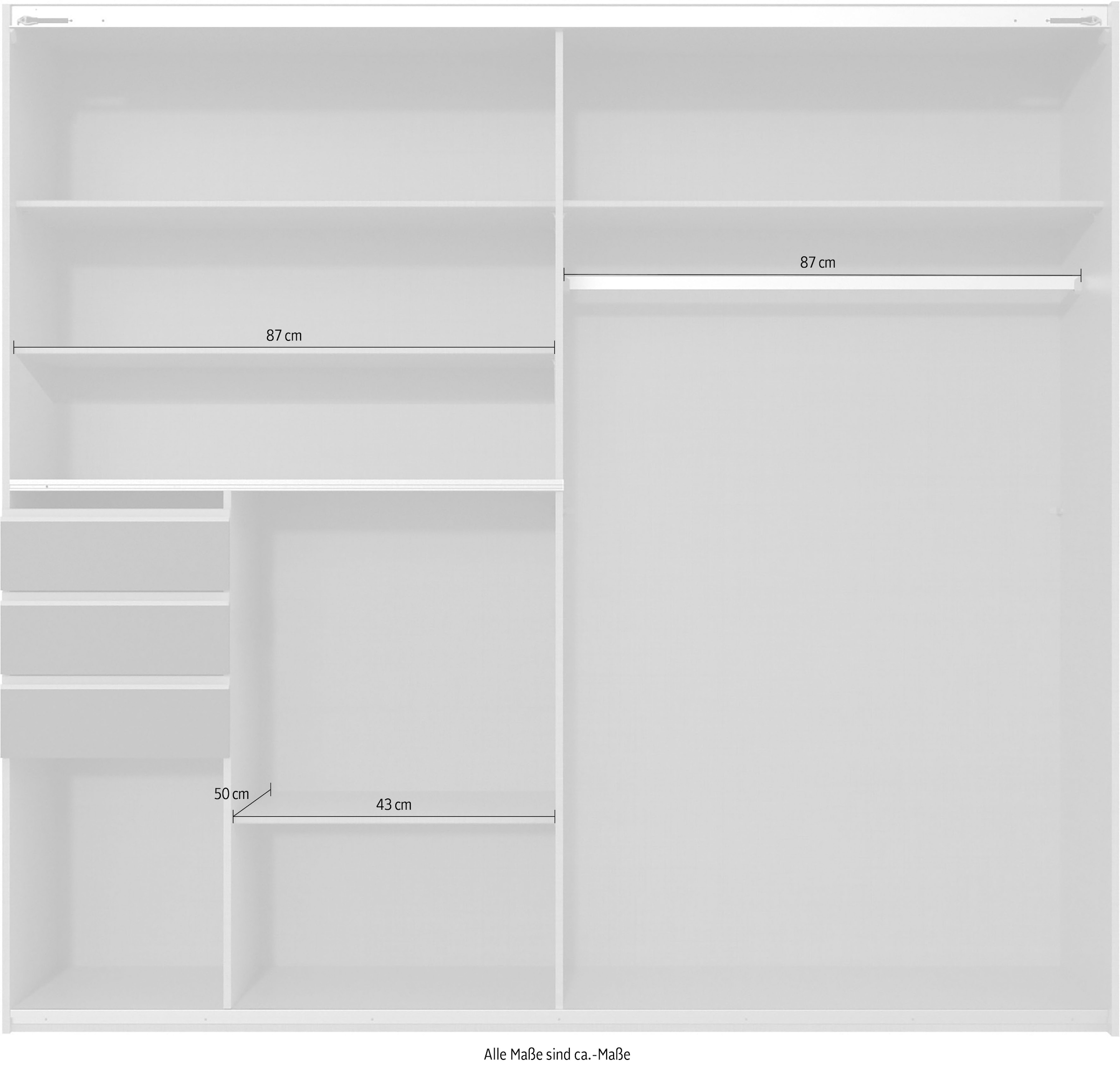 Wimex Schwebetürenschrank »Bremen in der Breite 180cm, wahlweise mit Spiegel« mit moderner Multiplex Optik, inkl. Schubladen
