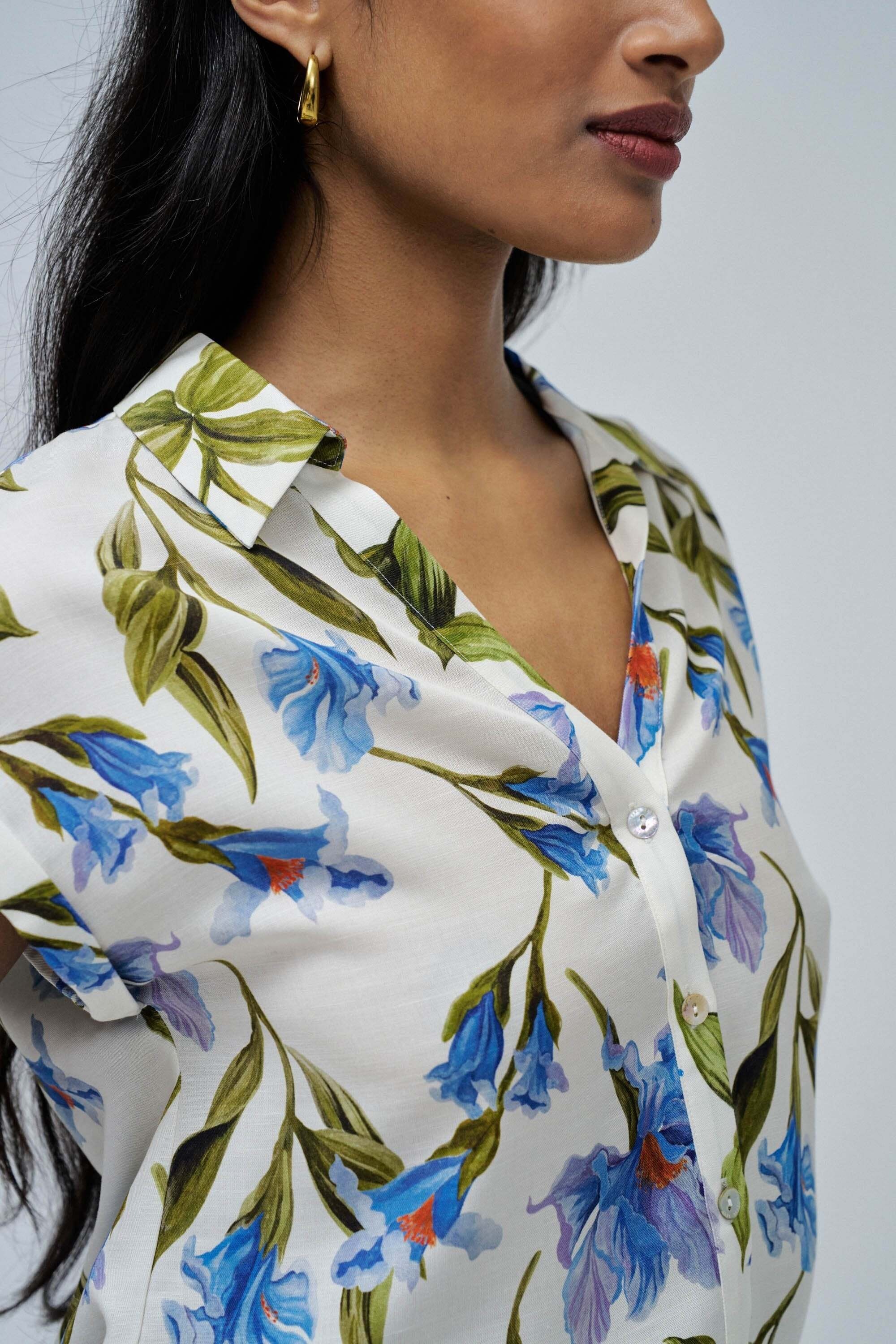 Salsa Kurzarmbluse »Salsa Jeans Kurzarmbluse Basic Shirt With Shoulder Ruffles«