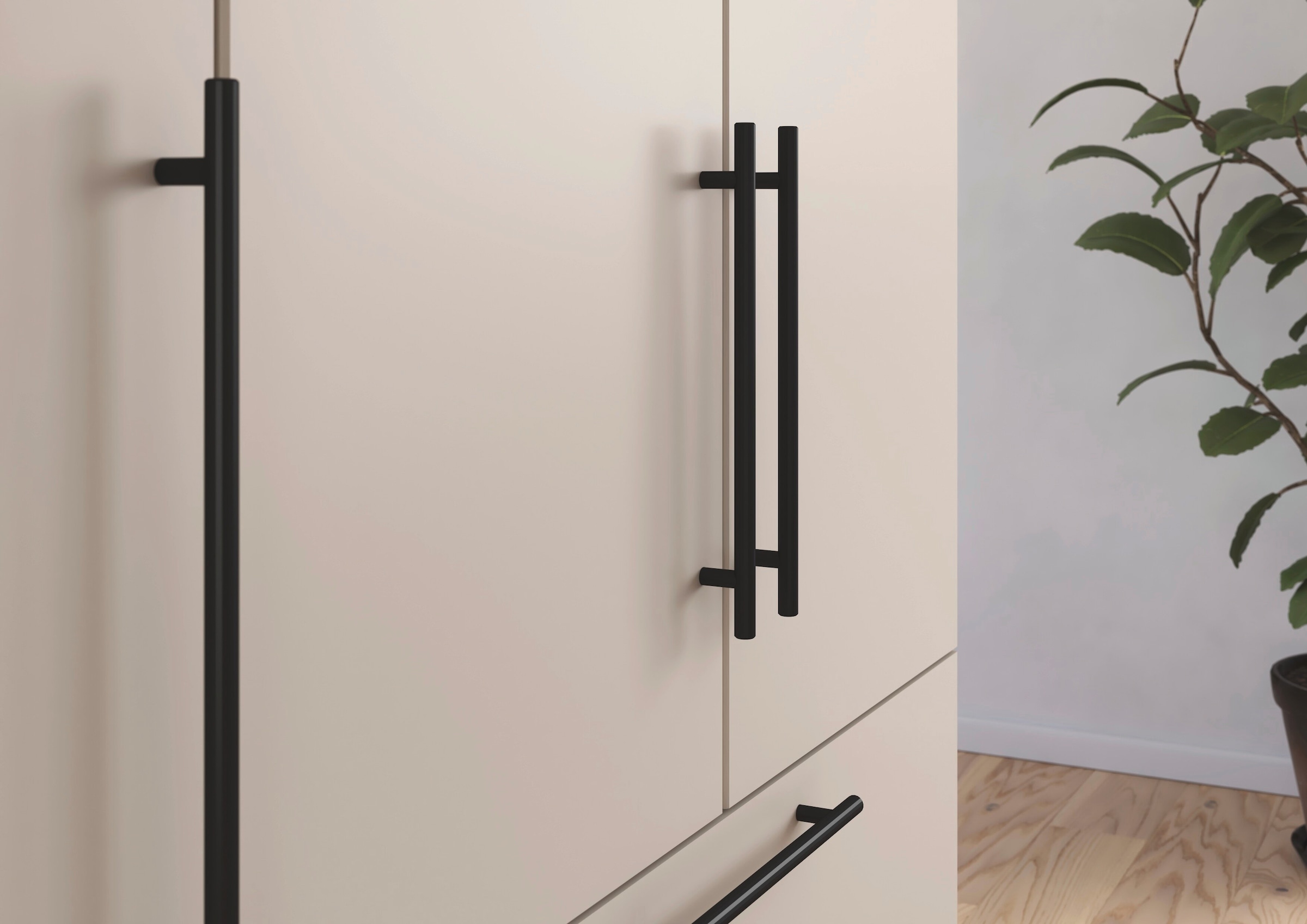 GOODproduct Kleiderschrank »Mehrzweckschrank Aktenschrank Möbel Mietswohnung Schlafzimmer AVOLA« 3 verschiedene Ausstattungen BASIC/CLASSIC/PREMIUM (inkl. SOFT-CLOSE),  mit hochwertigen Stangengriffen aus Metall in Schwarz MADE IN GERMANY