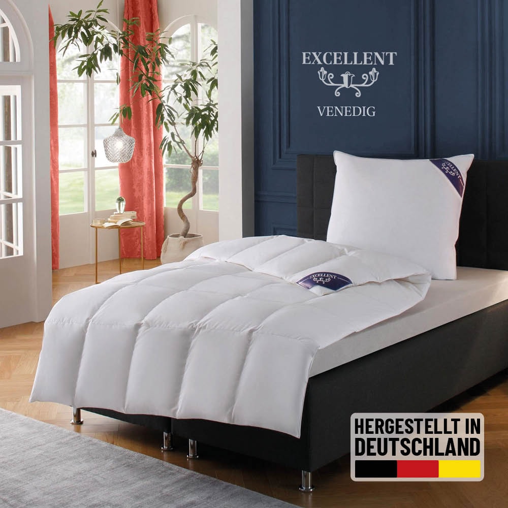 Image of Excellent Daunenbettdecke "VENEDIG, Bettdecken für Sommer und Winter, Decke" normal Füllung 90Daunen10Federn 1 Stk. tlg. Bettdecke 135x200 cm, 155x220cm und weitere Grössen, Made in Germany