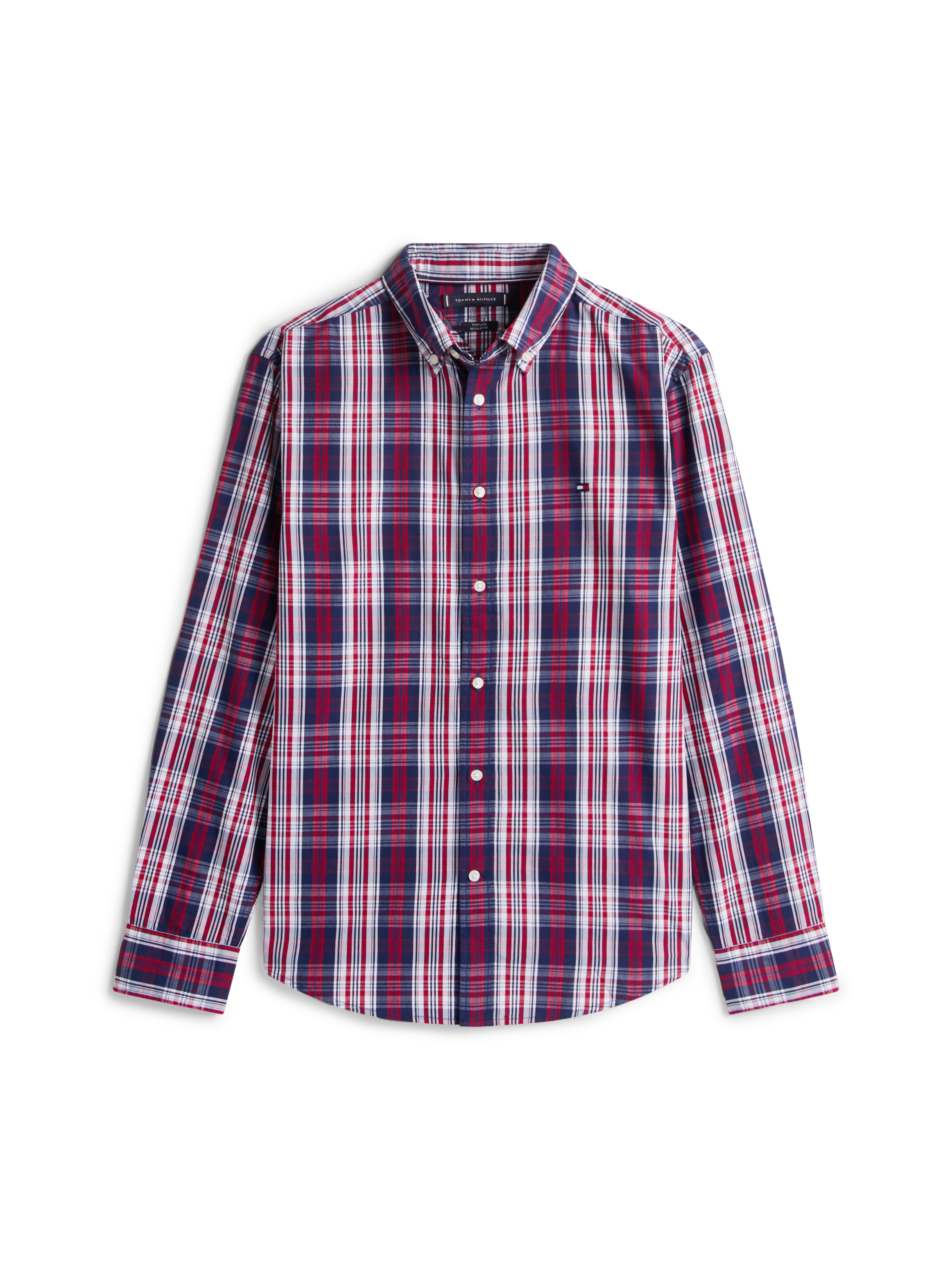 Tommy Hilfiger Chemise à manches longues »FLEX POPLIN MEDIUM CHECK« Button-down-Kragen, Regular fit