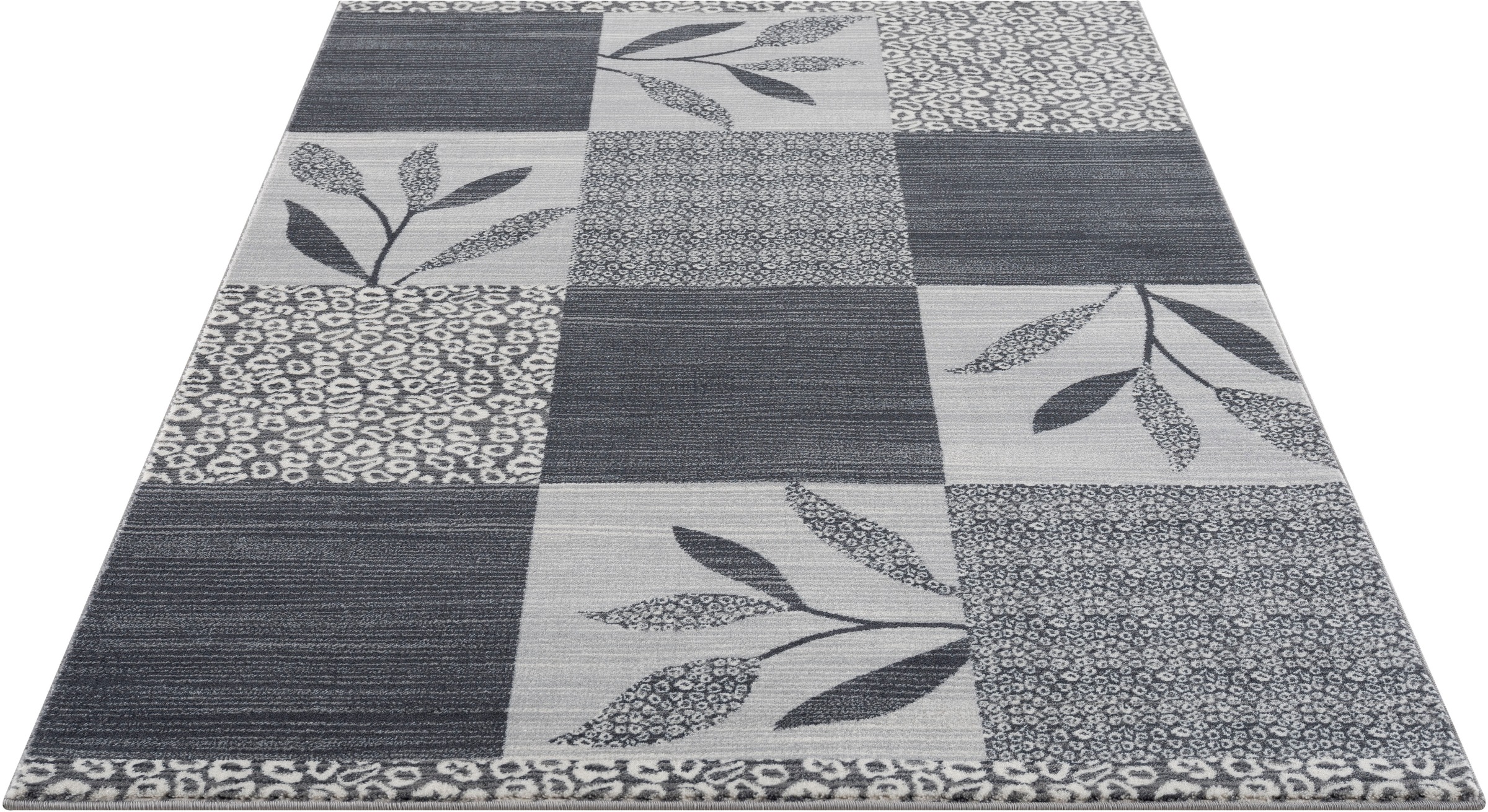 Image of DELAVITA Teppich »Nayla«, rechteckig, 24 mm Höhe, Kurzflor, weiche Haptik, Quadratische-Muster, Tiermuster, Leoparden-Elemente, Teppiche für Wohnzimmer, Schlafzimmer, Arbeitszimmer, Esszimmer bei Ackermann Versand Schweiz
