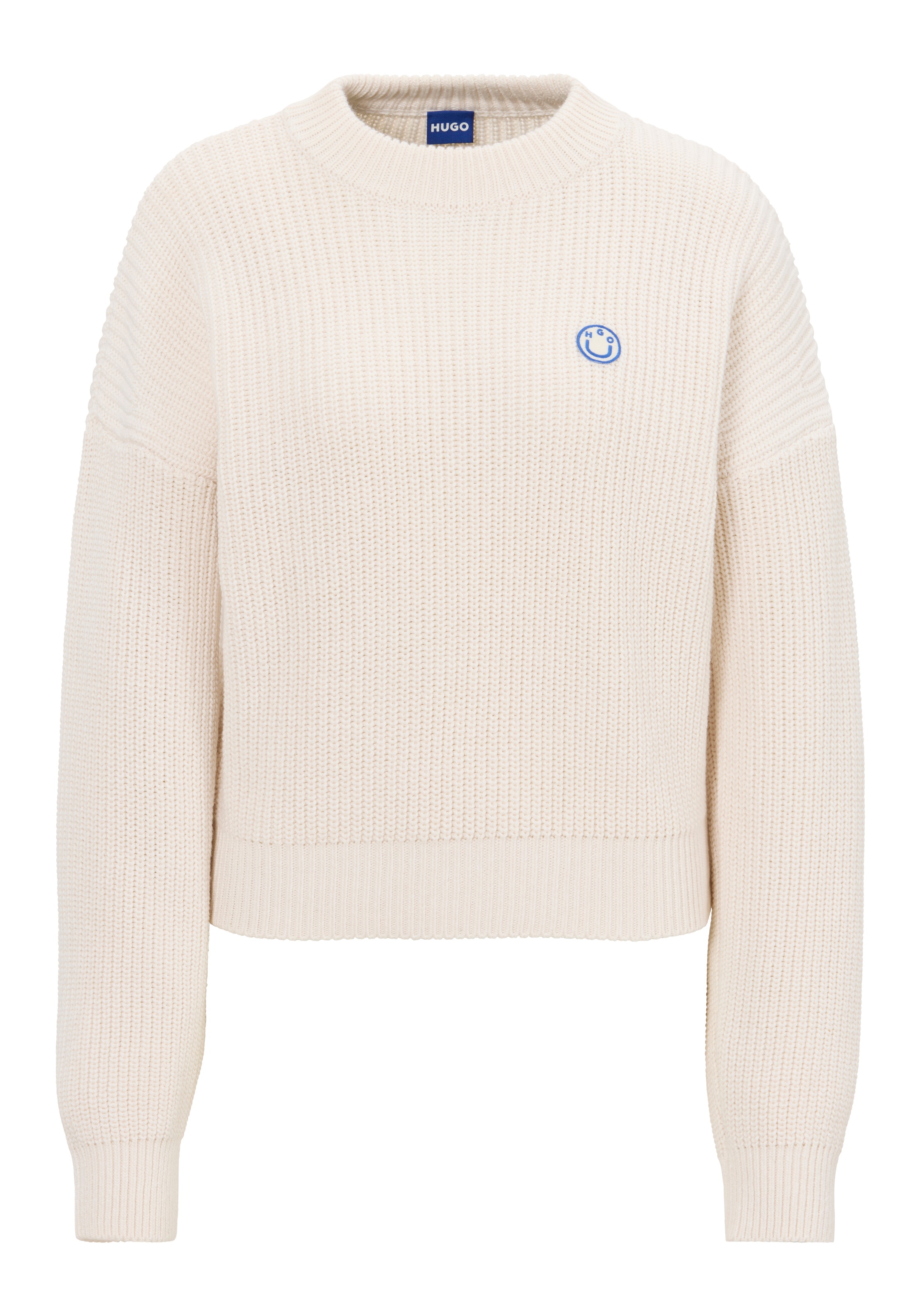 HUGO Blue Strickpullover »Slogery«, mit "Happy Hugo" Badge