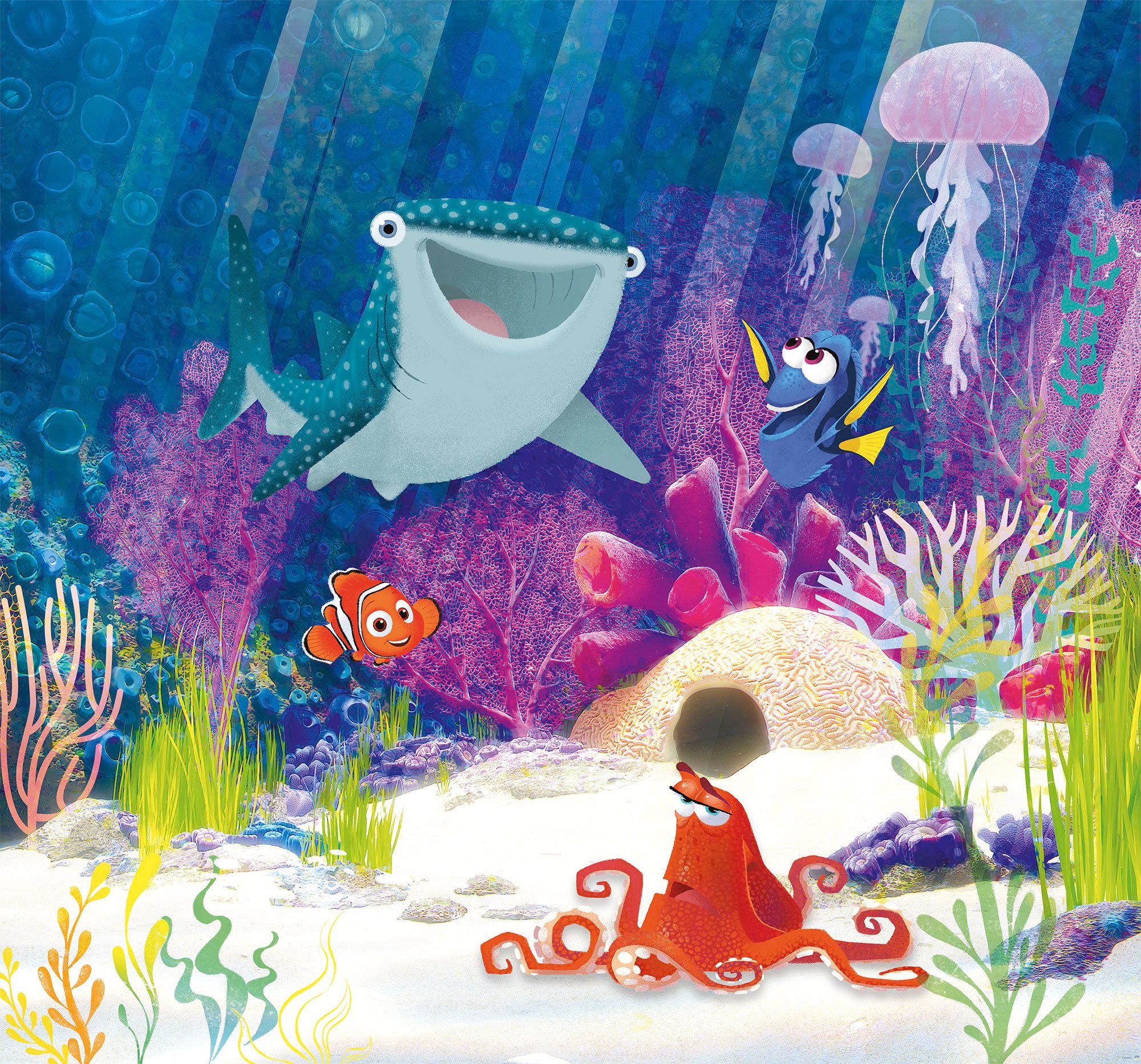 Image of Komar Vliestapete "Digitaldruck Vlies - Dory Aqua Party - Grösse 300 x 280 cm" bedruckt glatt Kinderzimmer