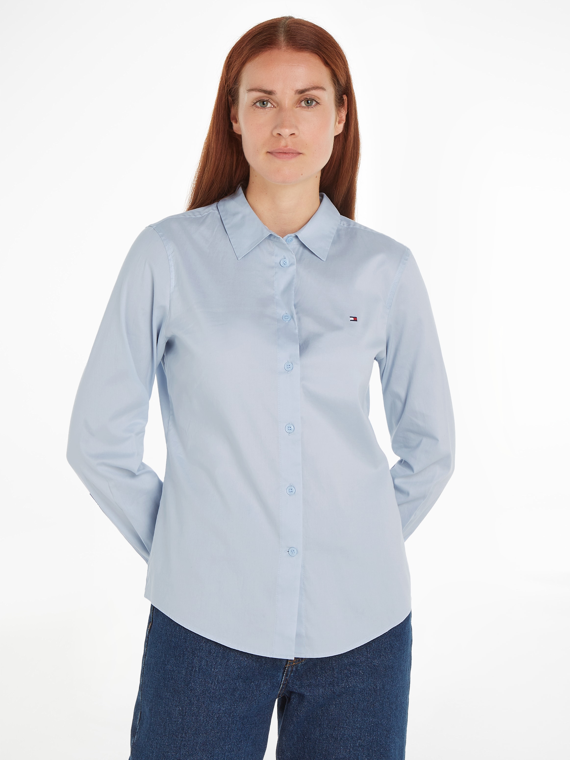 Hemdbluse »STRETCH OXFORD REGULAR SHIRT«, mit Logostickerei