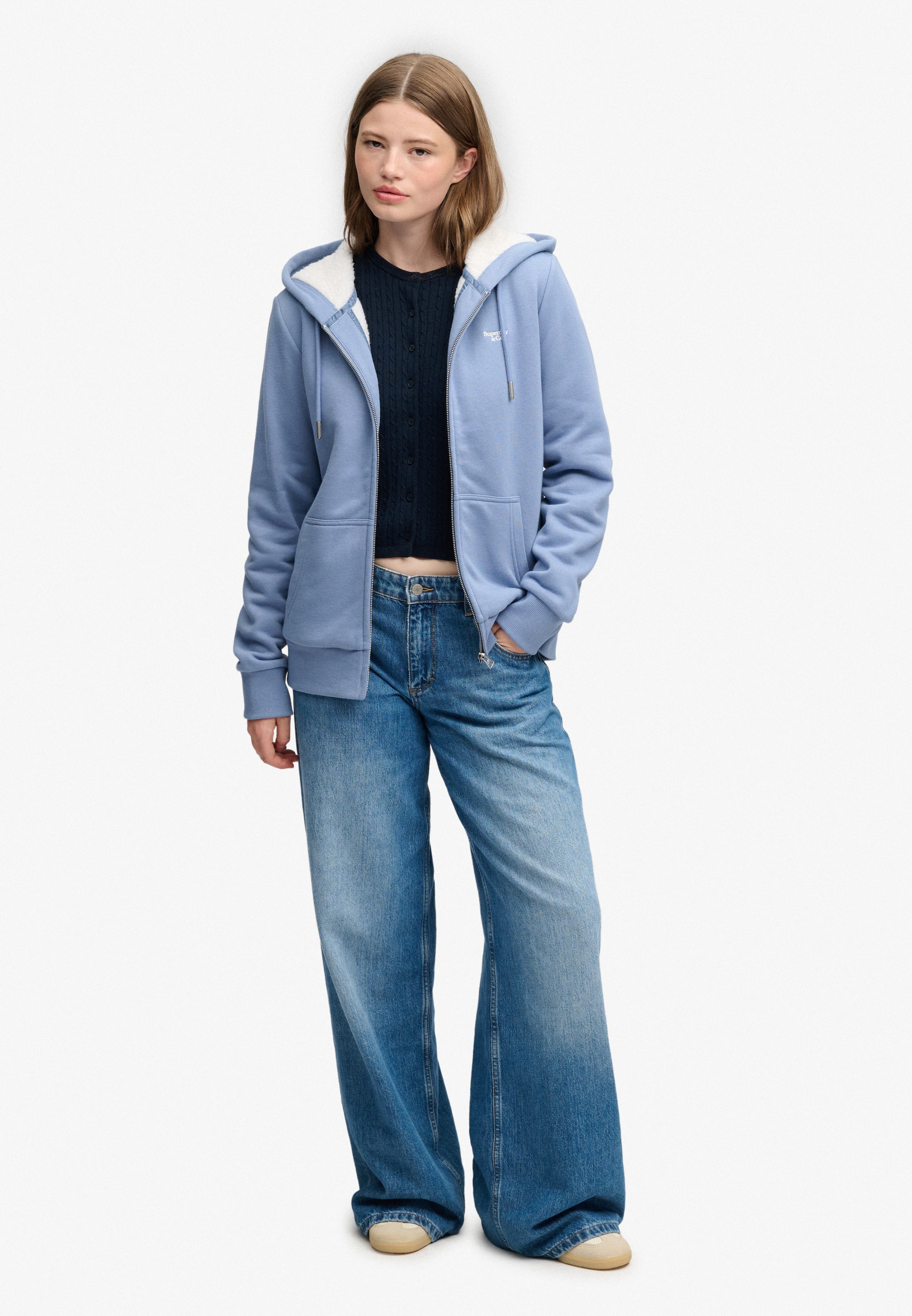 Superdry Kapuzensweatjacke »SIGNATURE EMB BORG ZIPHOOD« Baumwollmischung, relaxed fit