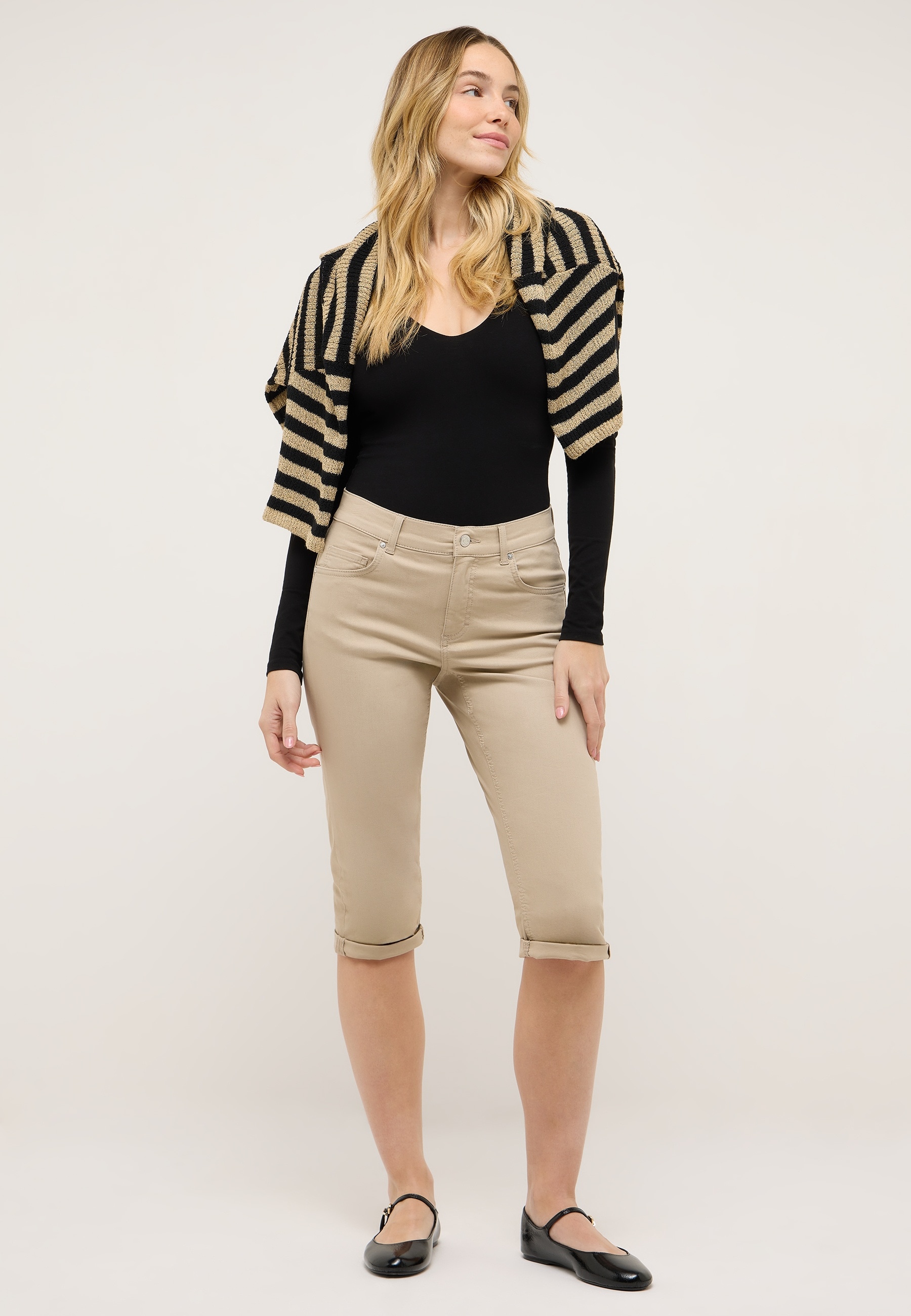 ANGELS Jeans slim »CAPRI TURN UP« style Five-Pocket