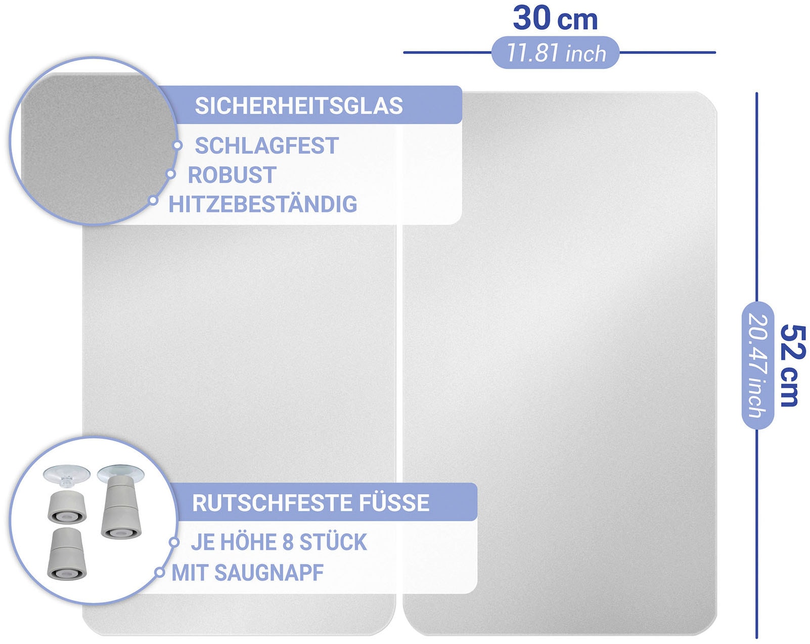 WENKO Herd-Abdeckplatte »Universal Modell Silberfarben«, (Set, 2 tlg.), Herdabdeckung für alle Herdarten, kratzfest, mit rutschfesten Füssen
