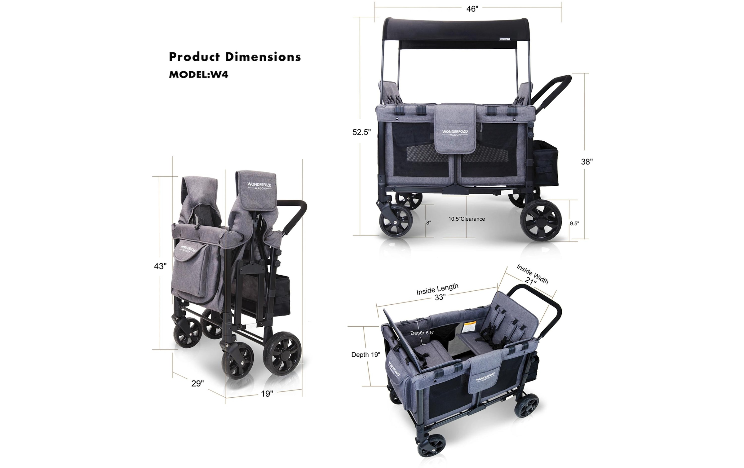 Geschwisterwagen »Wonderfold Original Quad 4-Sitzer«, 136 kg
