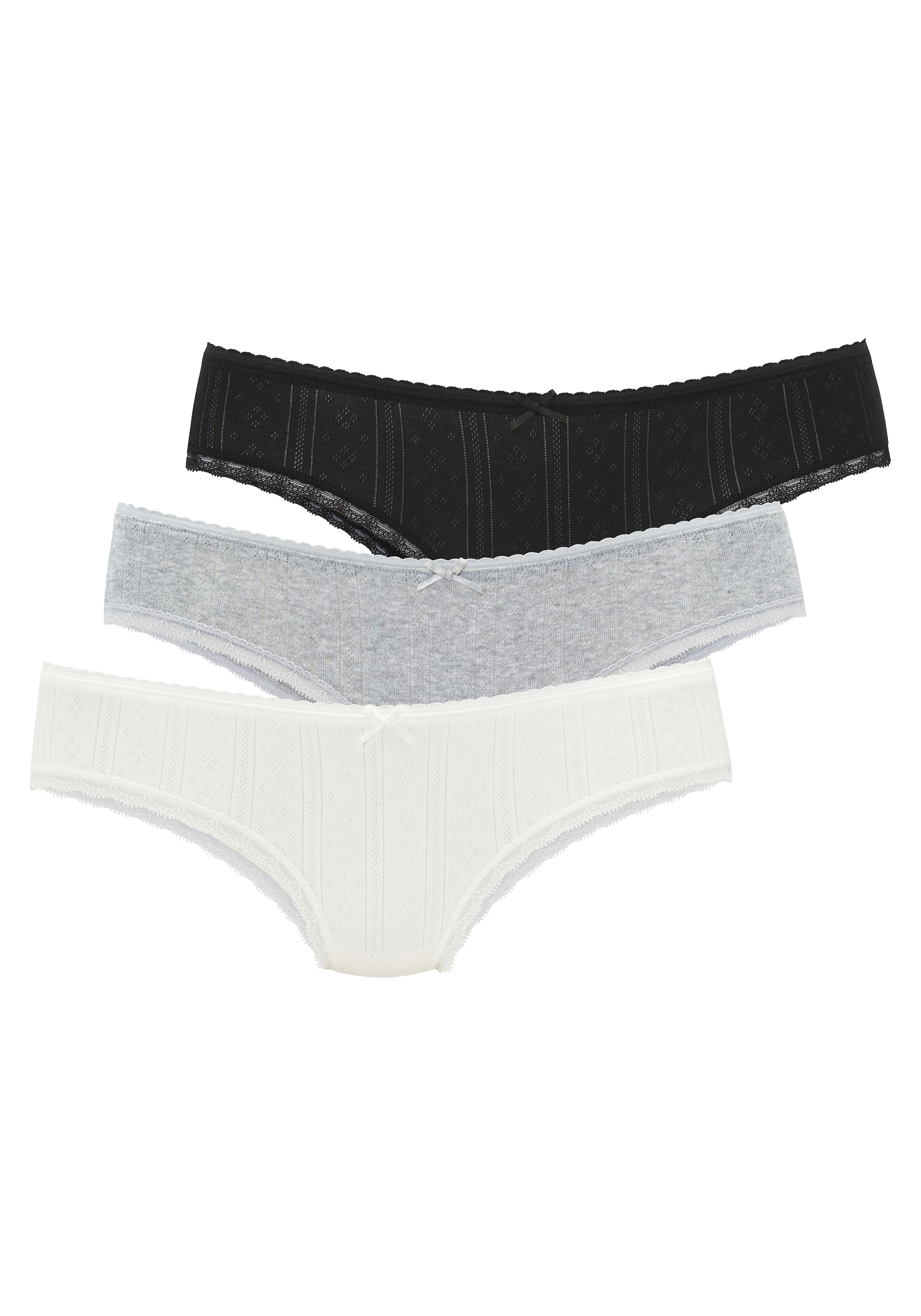 Image of Vivance Brasilslip 3er-Pack, aus feiner Pointelle-Ware mit Spitze, reine Baumwolle