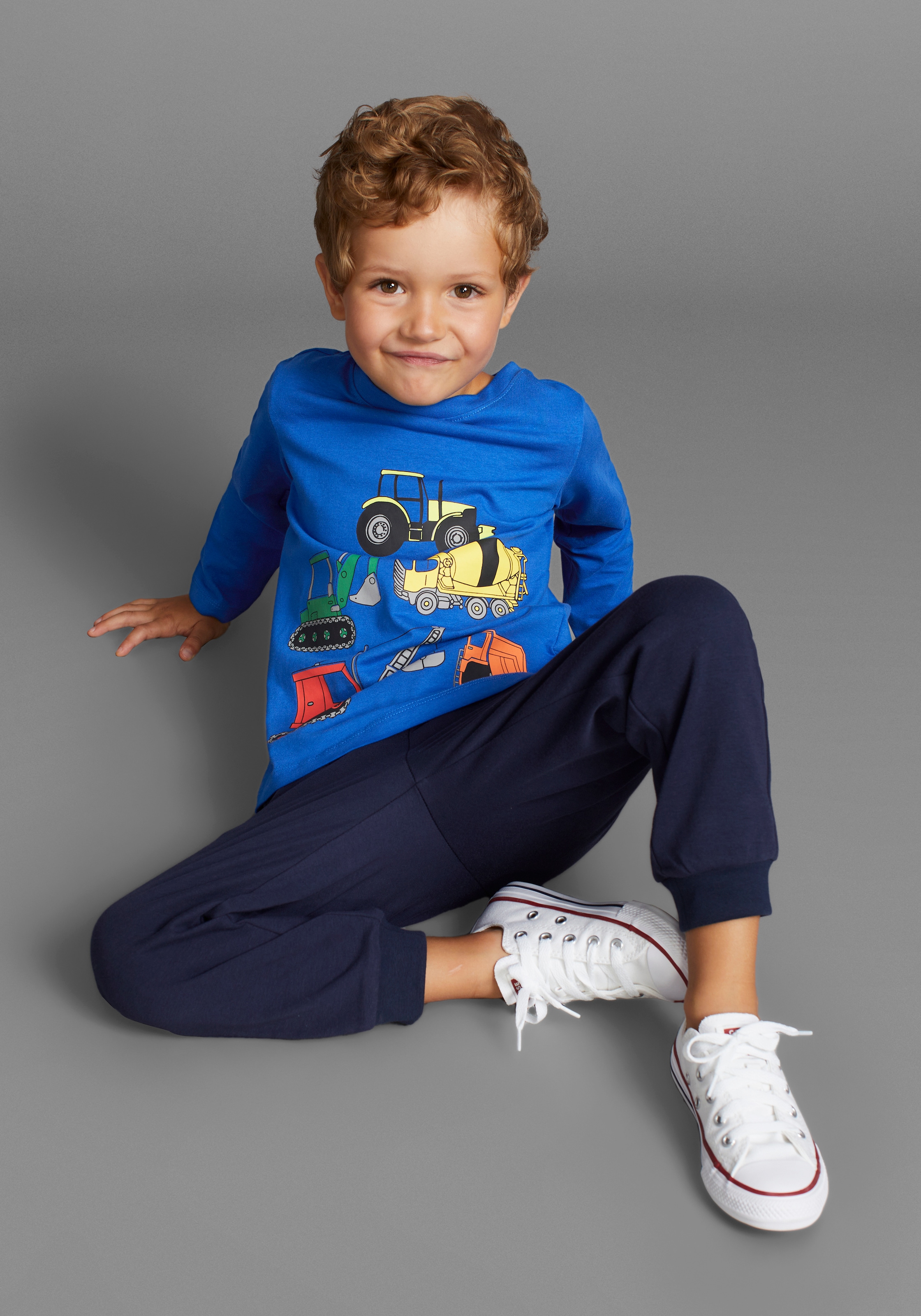 KIDSWORLD Langarmshirt »Bagger«, Baufahrzeuge für kleine Jungs