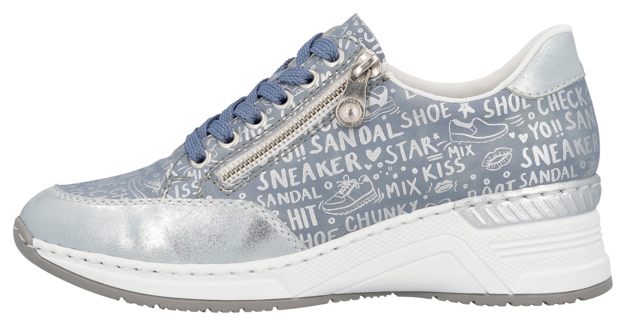 Rieker Sneakers  mit Lettern bedruckt, Freizeitschuh, Halbschuh, Schnürschuh