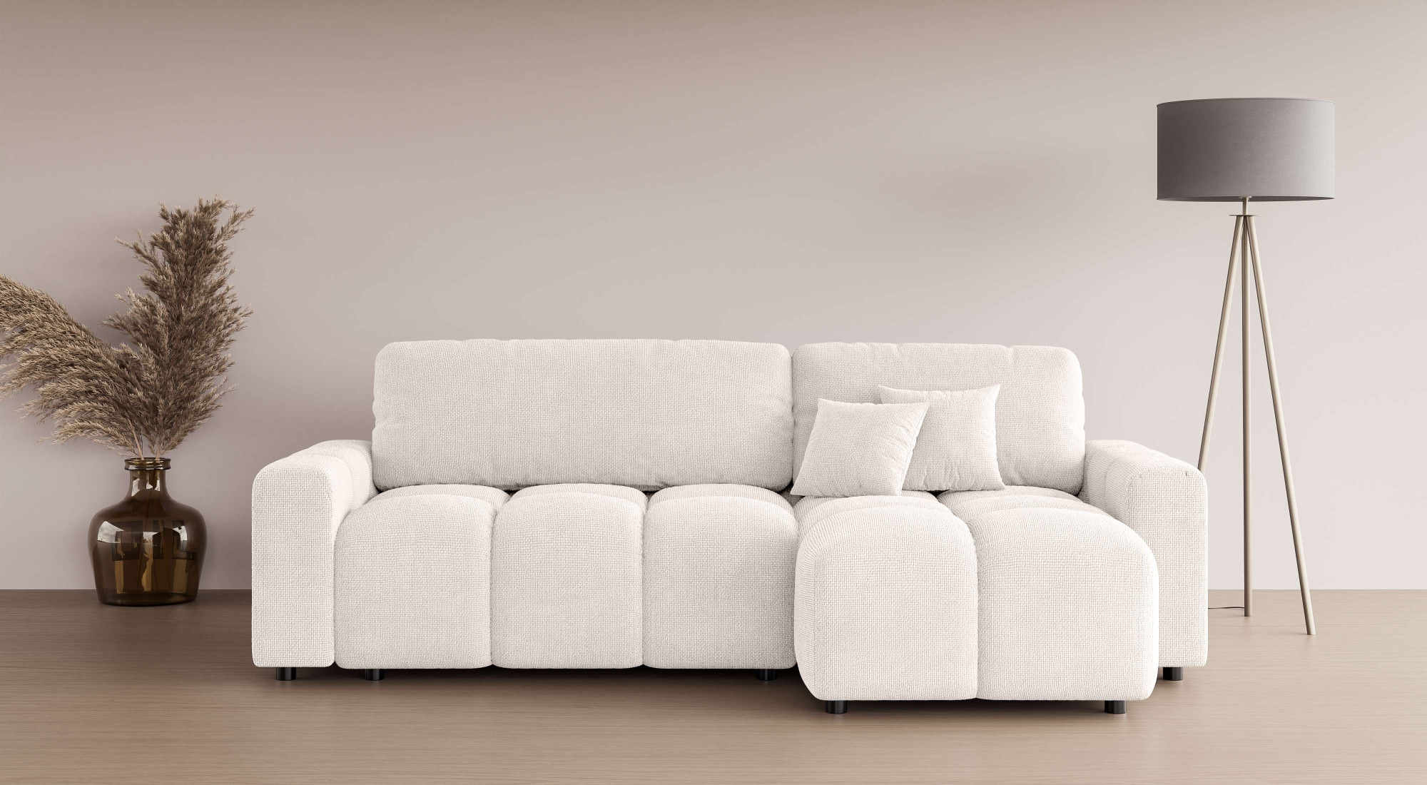 INOSIGN Ecksofa »FELICI, Schlafsofa 233cm, L-Form mit Recamiere beidseitig montierbar«, Designsofa mit Bettfunktion und Bettkasten, Masse B/T/H: 233/142/88 cm