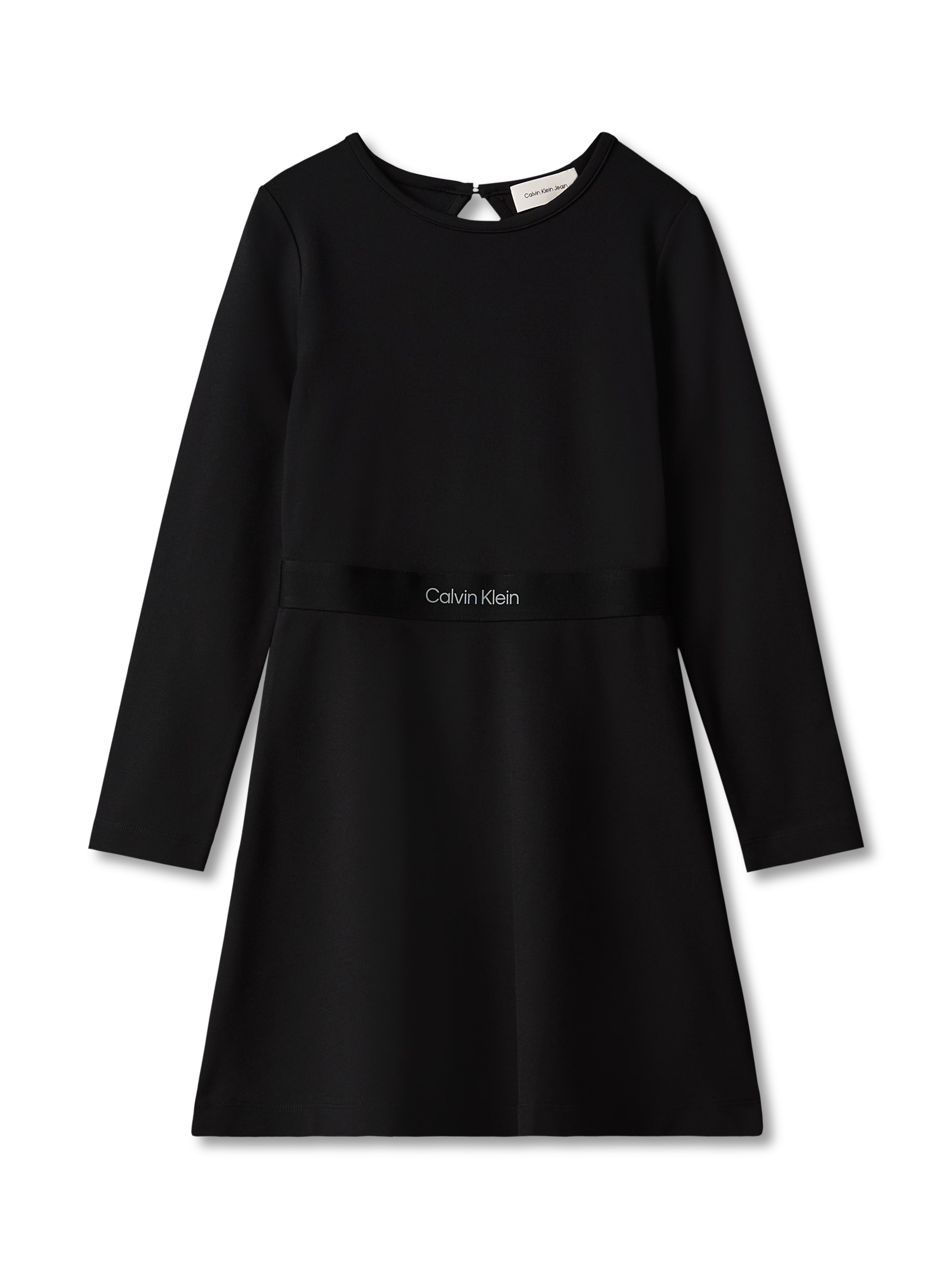 Calvin Klein Jeans Midikleid »LOGO TAPE PUNTO LS DRESS« Ohne Tasche Regular fit, Logoschriftzug